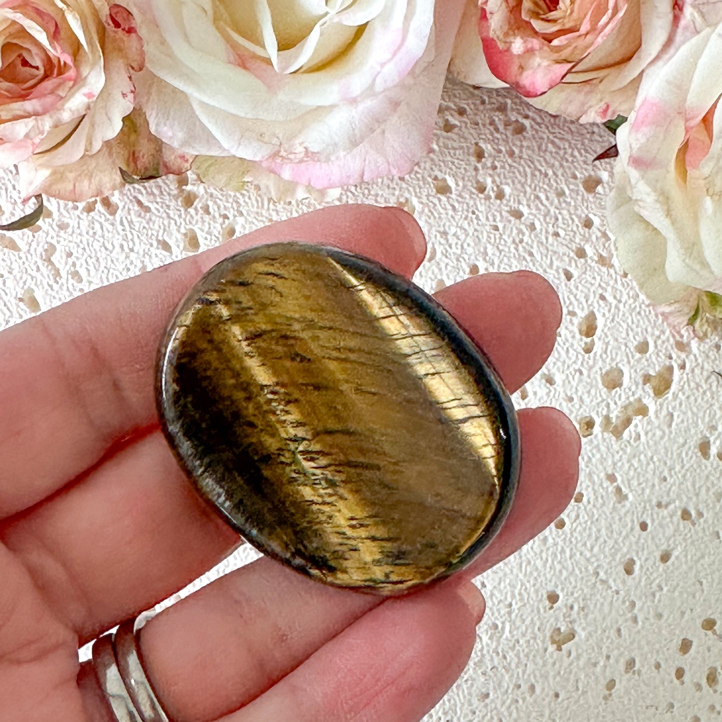 Tigers Eye Worry Stone #964-Happily Zen