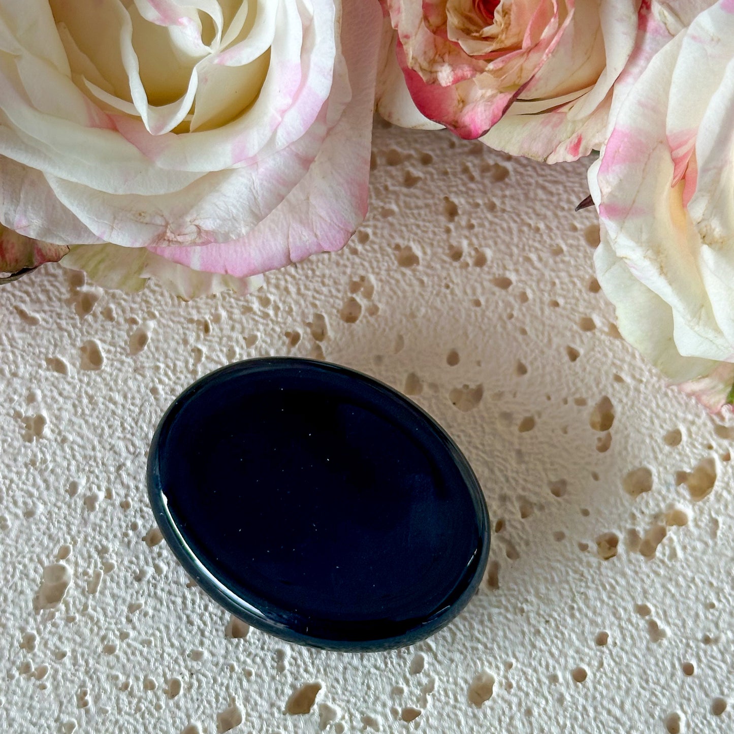Obsidian Worry Stone #968-Happily Zen