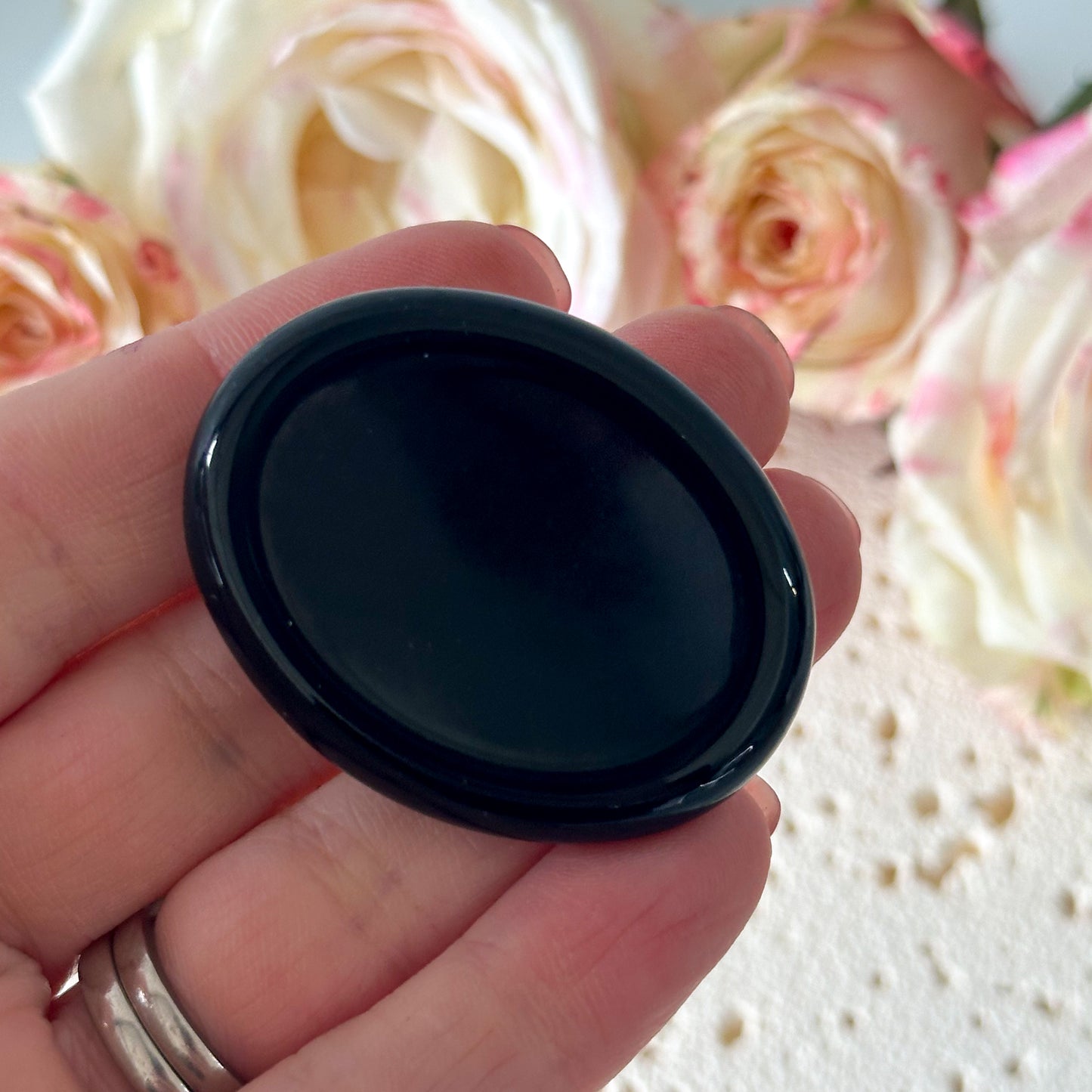 Obsidian Worry Stone #968-Happily Zen