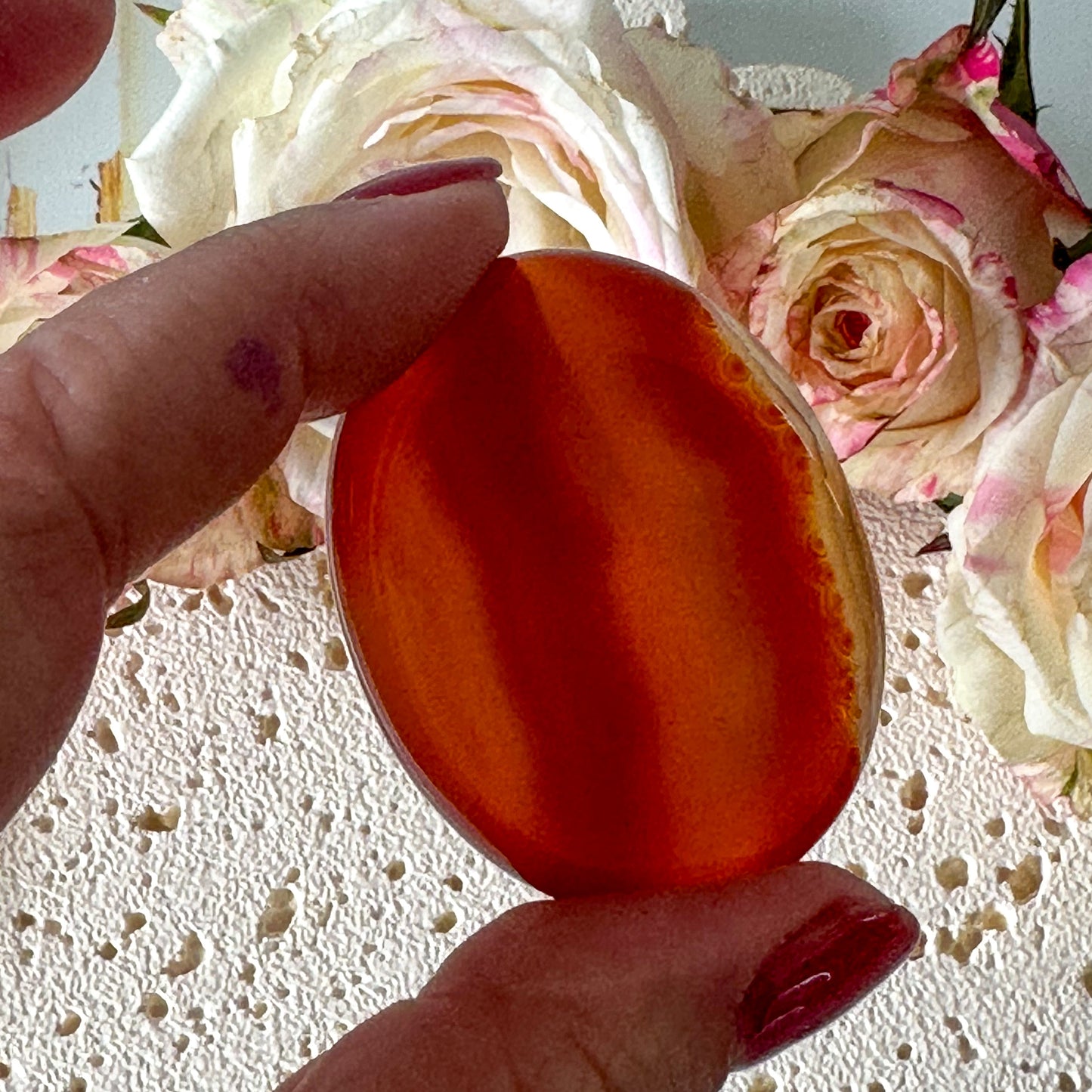 Carnelian Worry Stone #989-Happily Zen