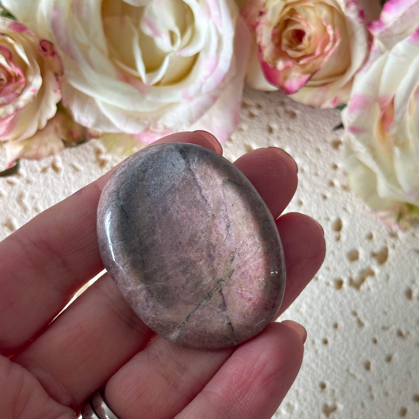 Rhodonite Worry Stone #969-Happily Zen