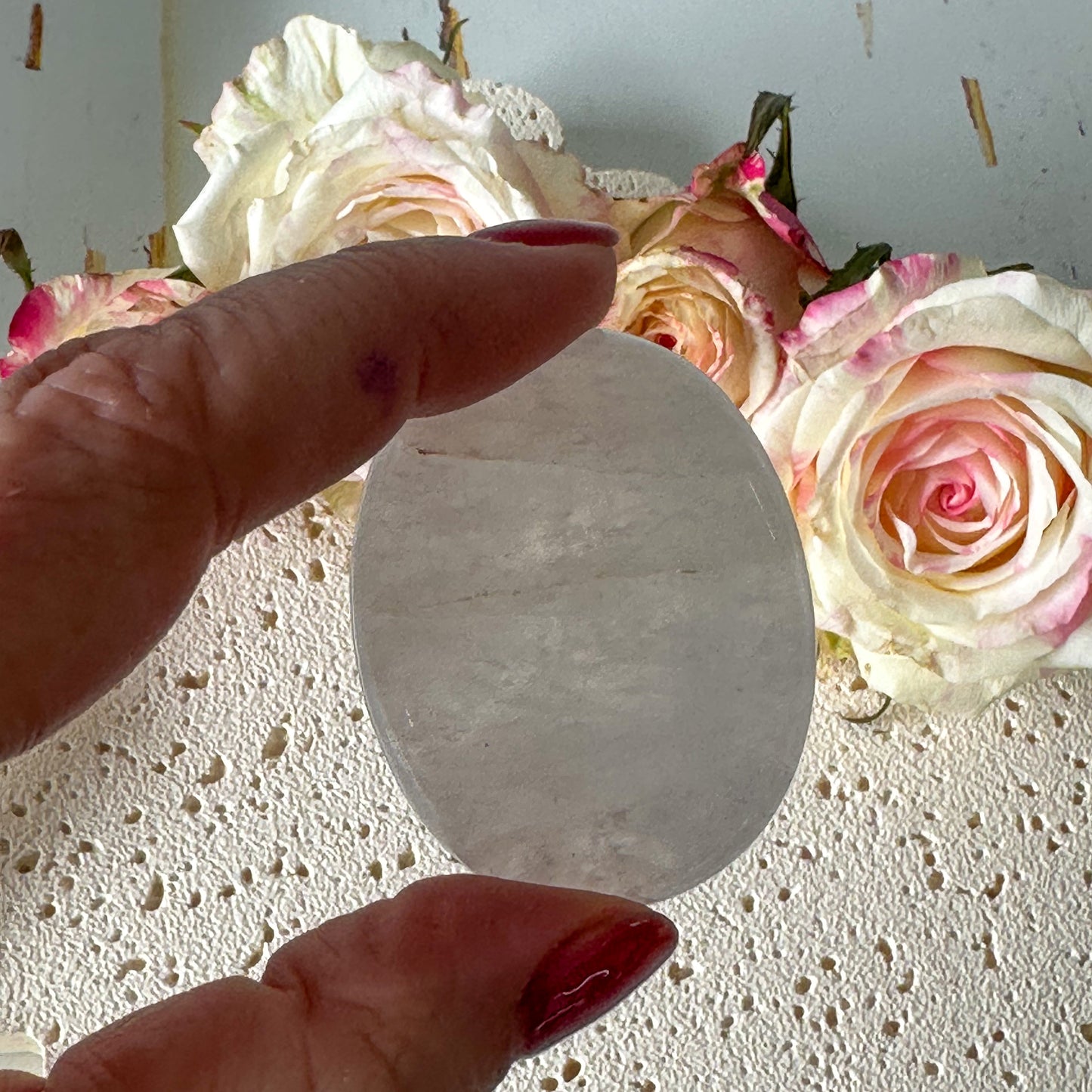 Clear Quartz Worry Stone #975-Happily Zen