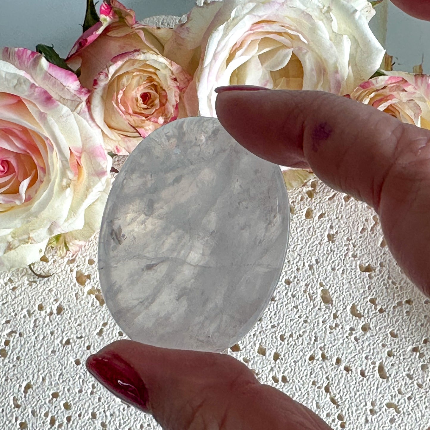 Clear Quartz Worry Stone #976-Happily Zen