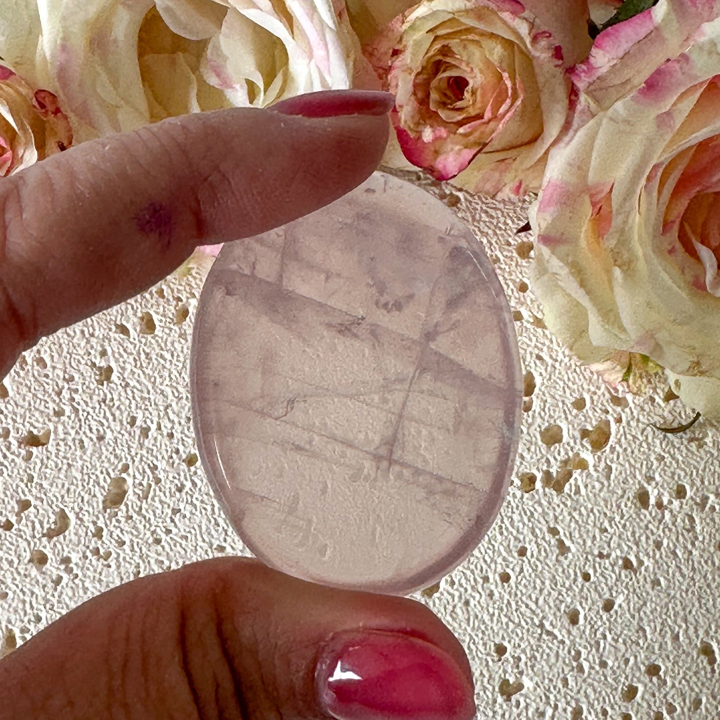 Rose Quartz Worry Stone #979-Happily Zen