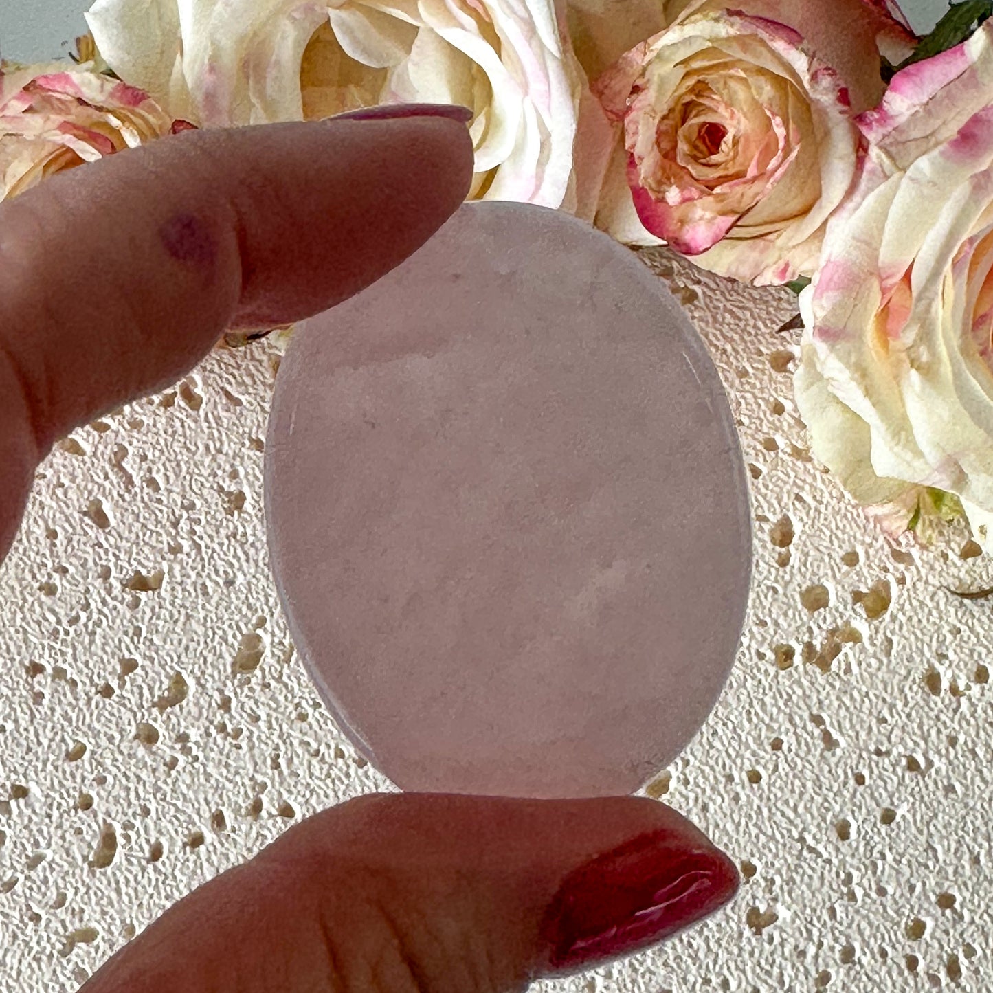 Rose Quartz Worry Stone #980-Happily Zen