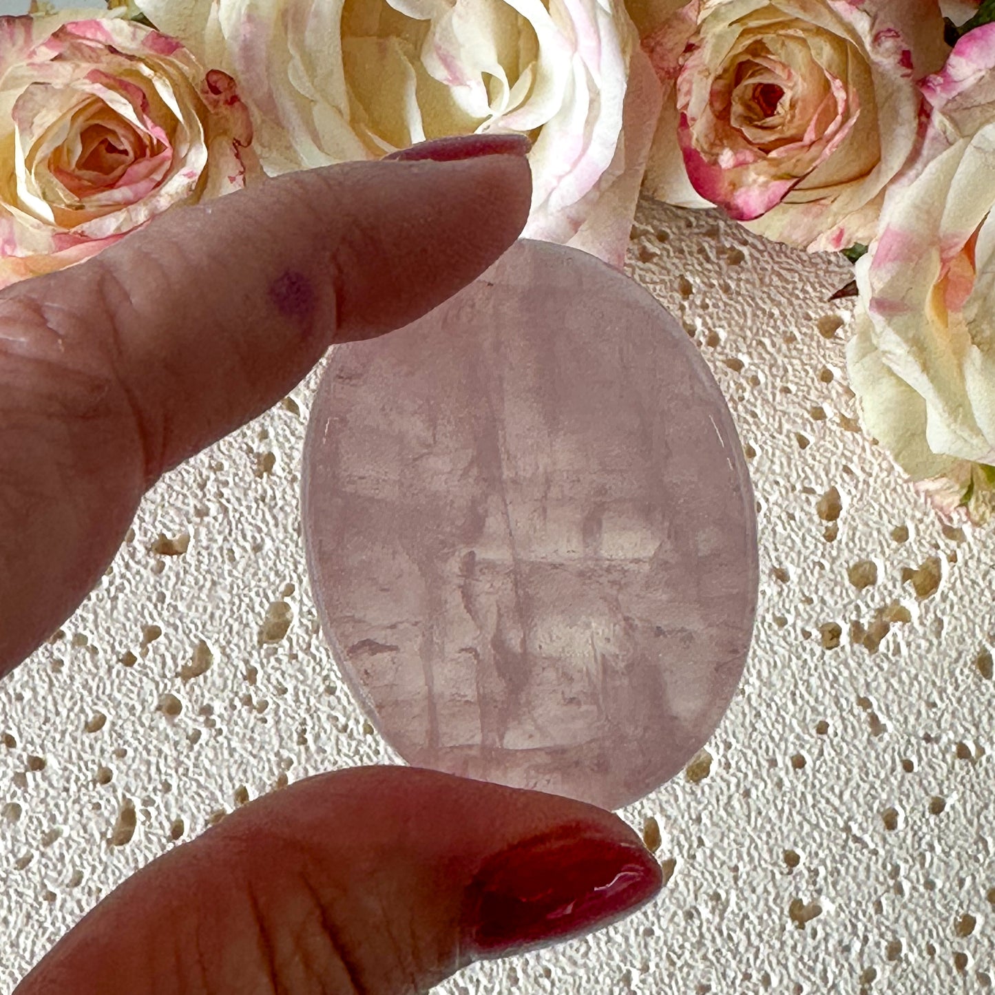 Rose Quartz Worry Stone #981-Happily Zen