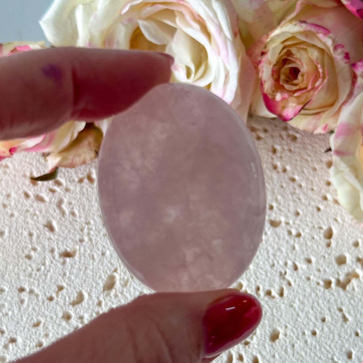Rose Quartz Worry Stone #982-Happily Zen