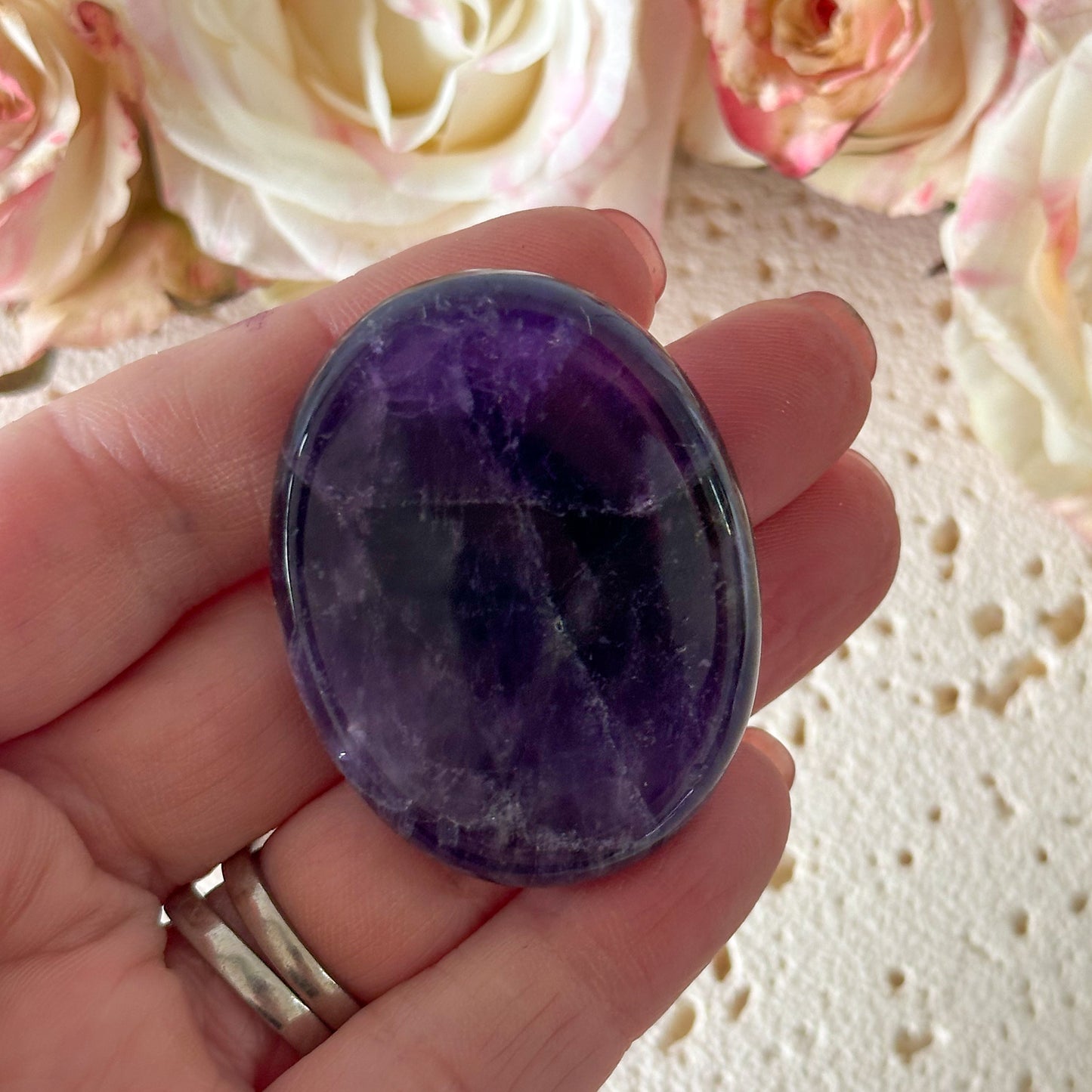 Amethyst Worry Stone #984-Happily Zen