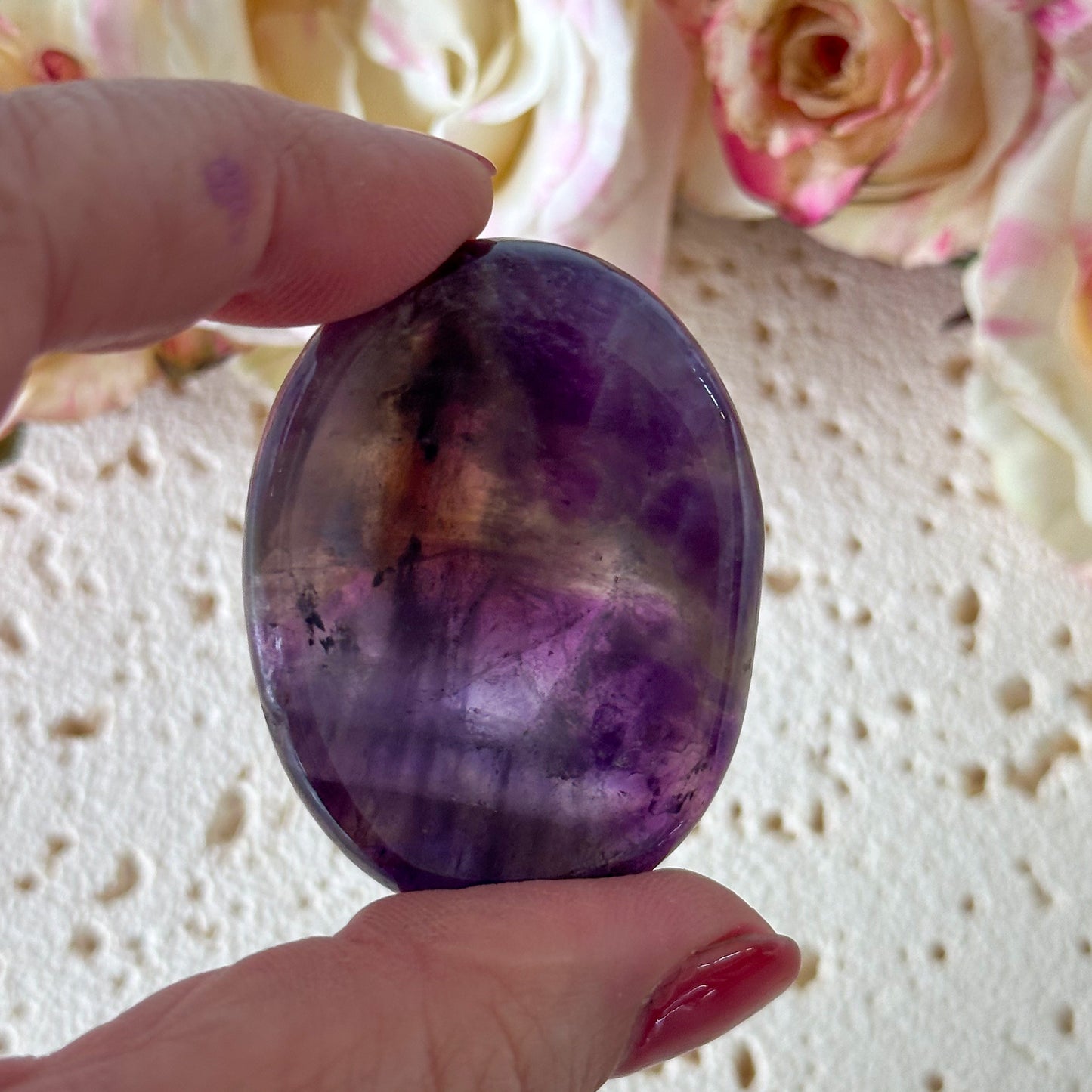Amethyst Worry Stone #986-Happily Zen