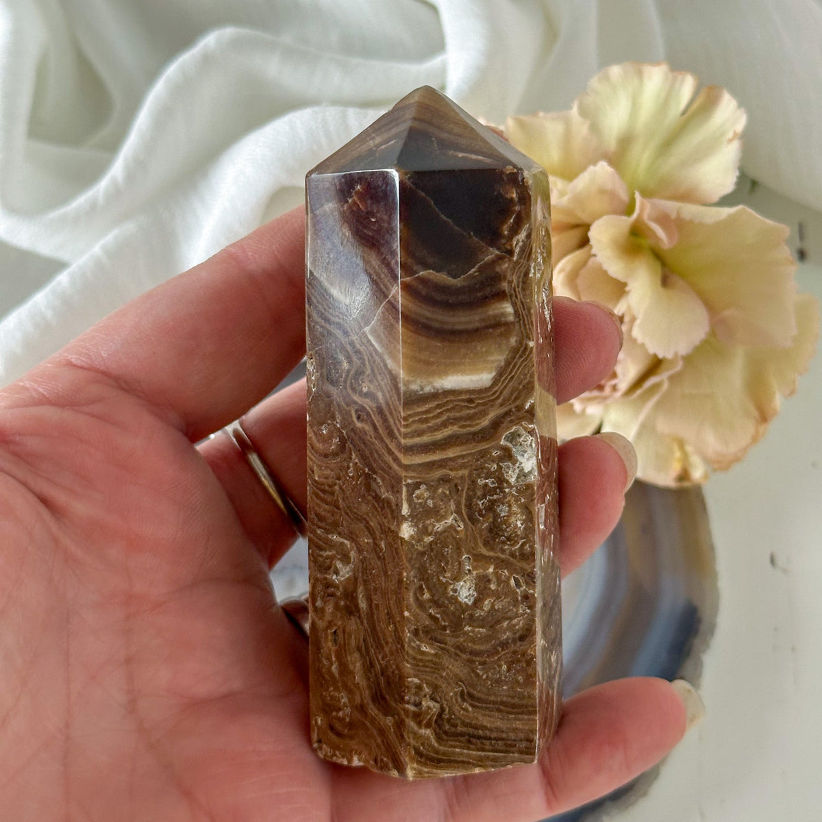 Chocolate Calcite Tower 782-Happily Zen