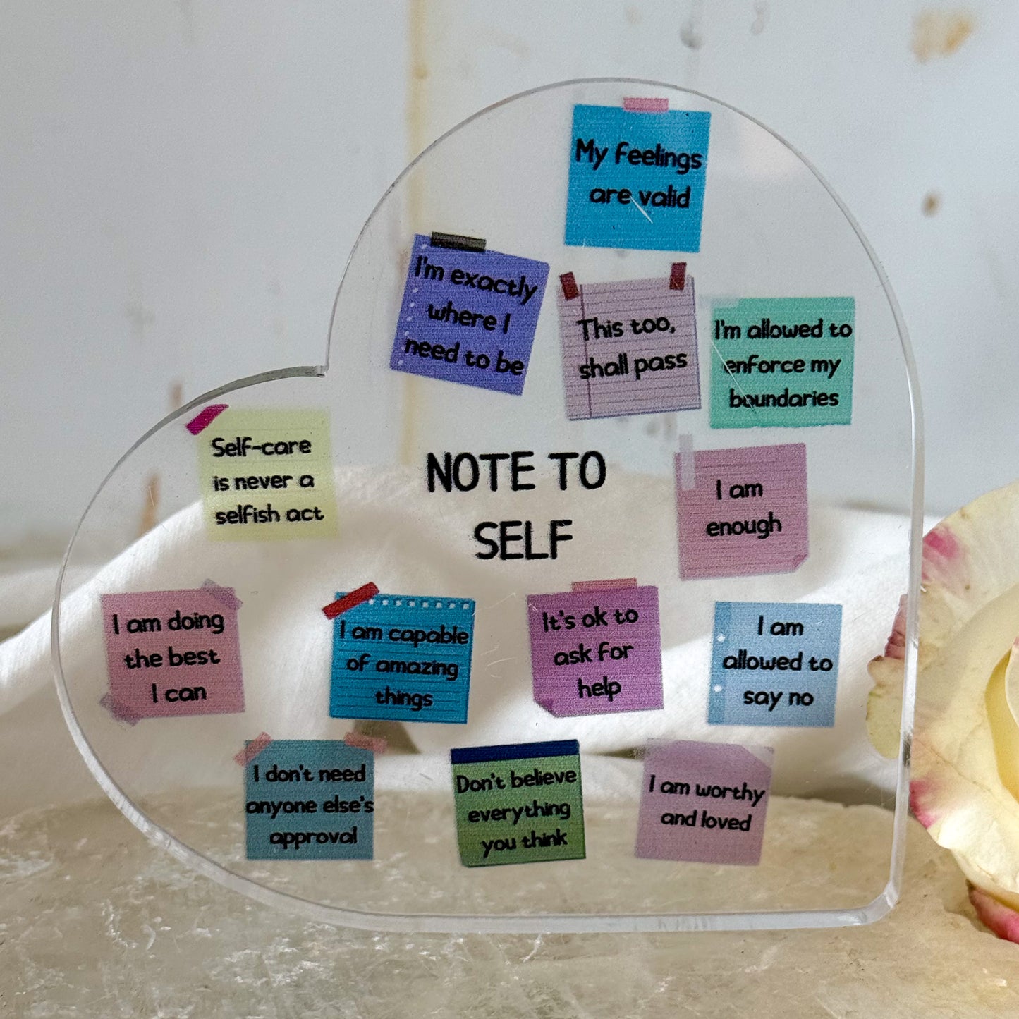 Note To Self - Acrylic Heart-Happily Zen