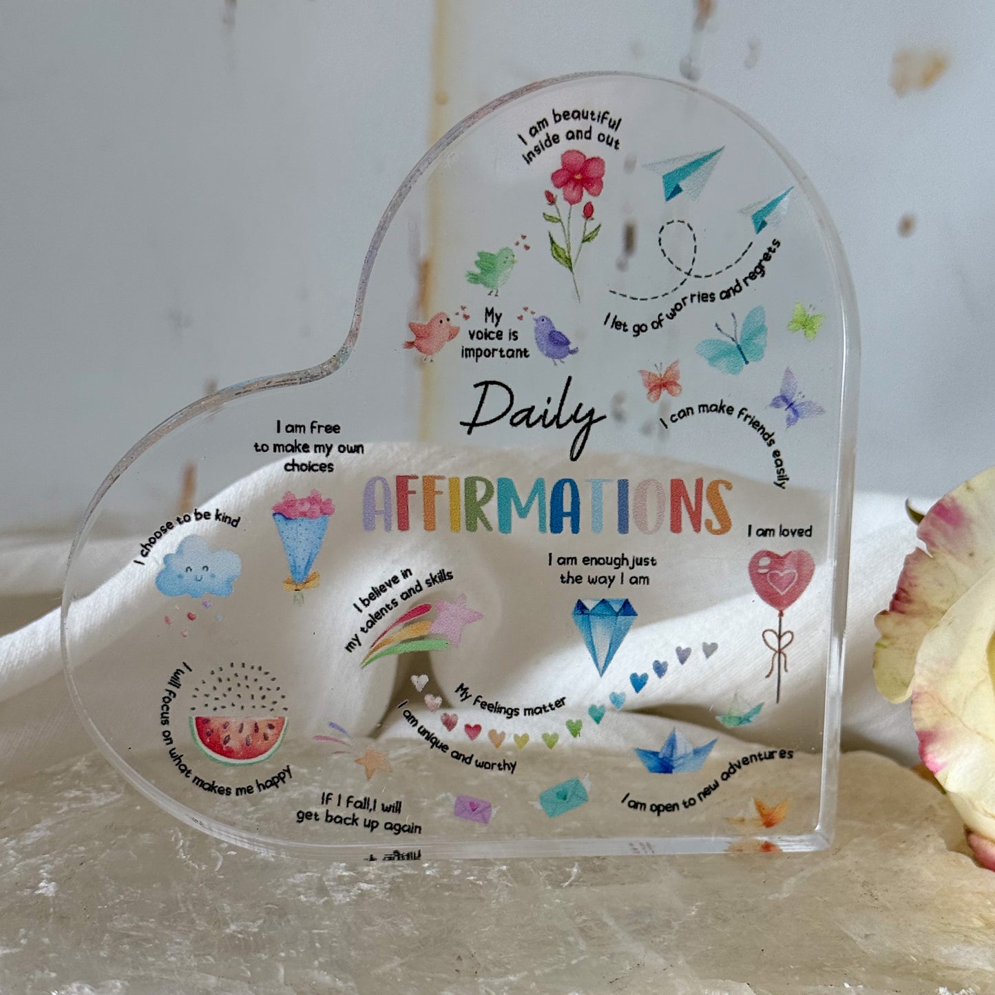 Daily Affirmations - Acrylic Heart-Happily Zen