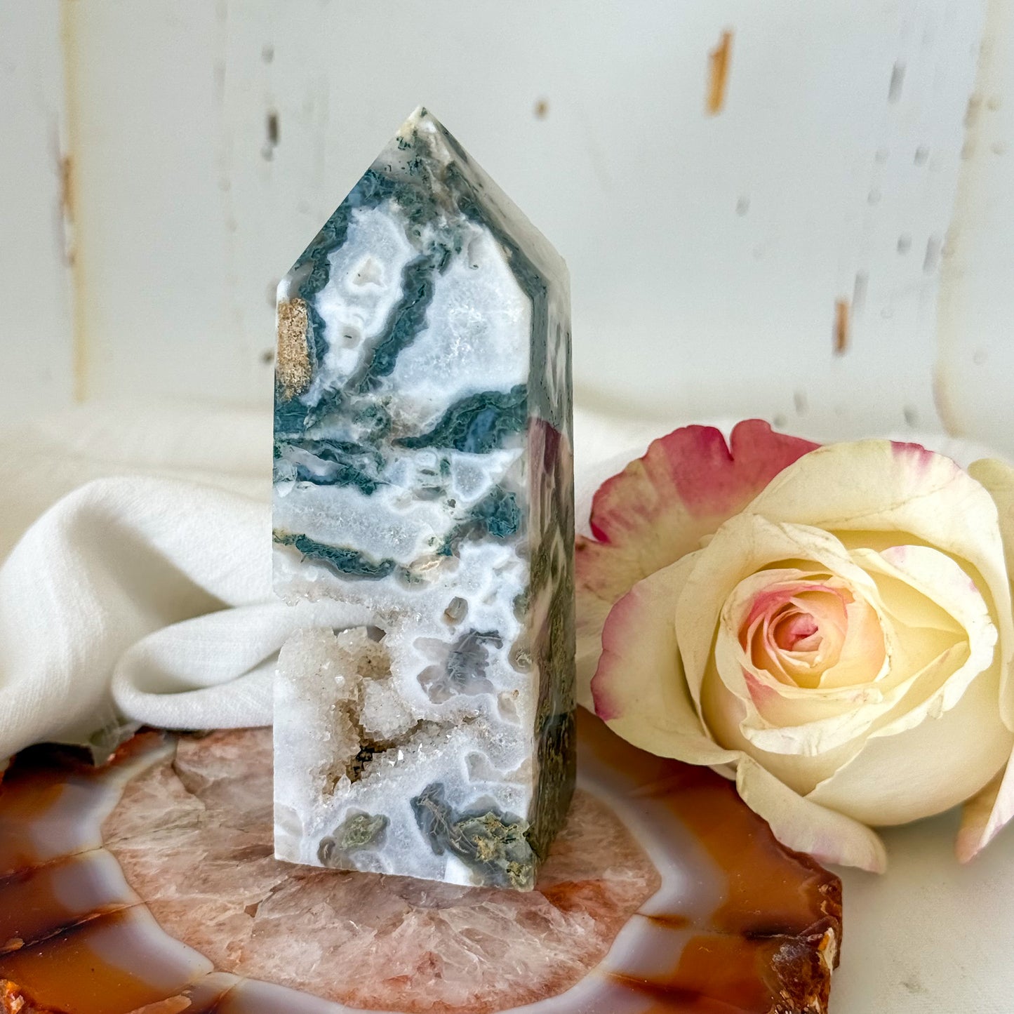Moss Agate Tower #1068-Happily Zen