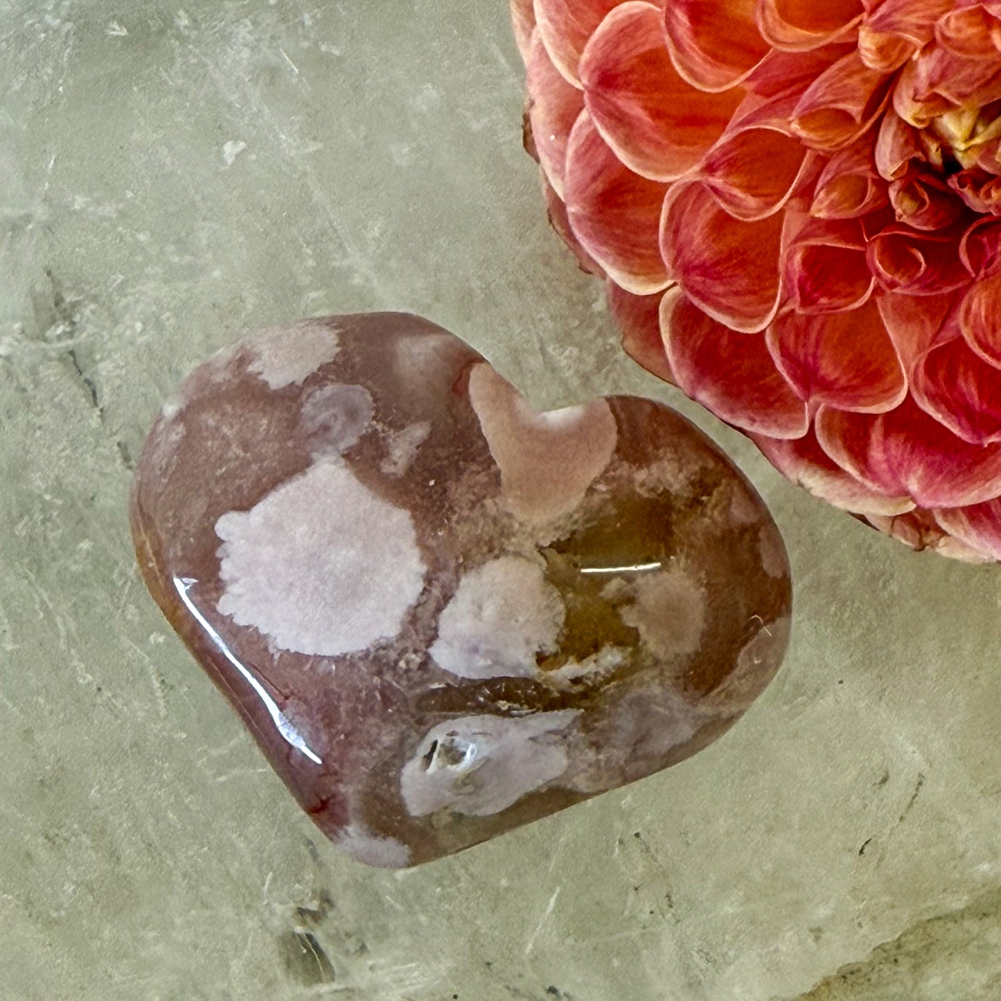 Flower Agate Heart #1102