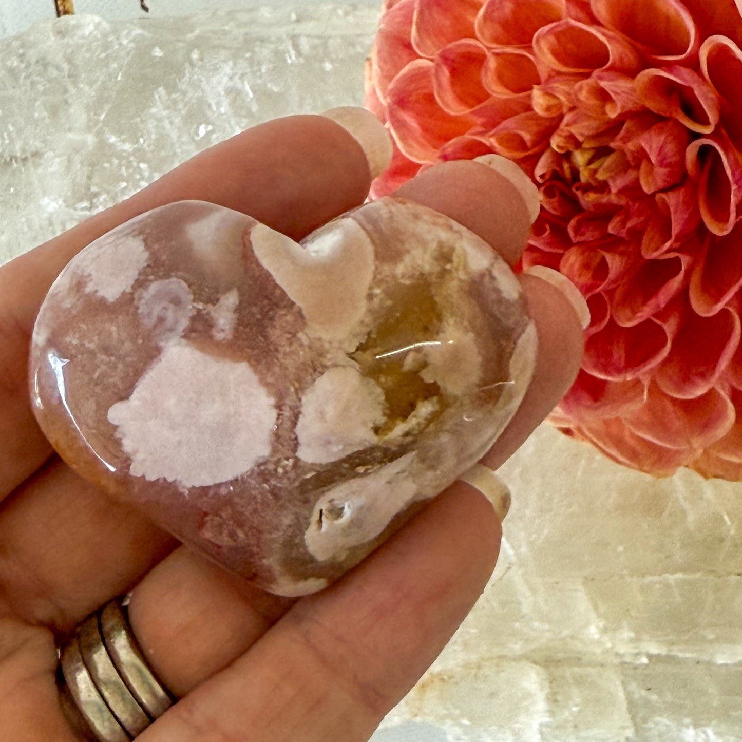 Flower Agate Heart #1102