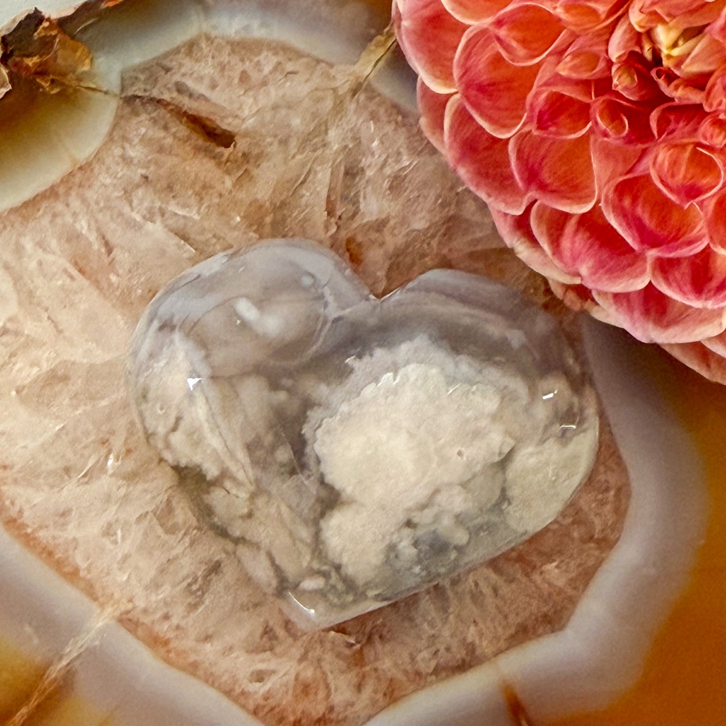 Flower Agate Heart #1103