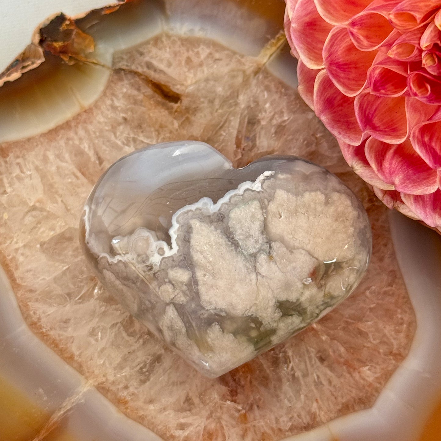 Flower Agate Heart #1103