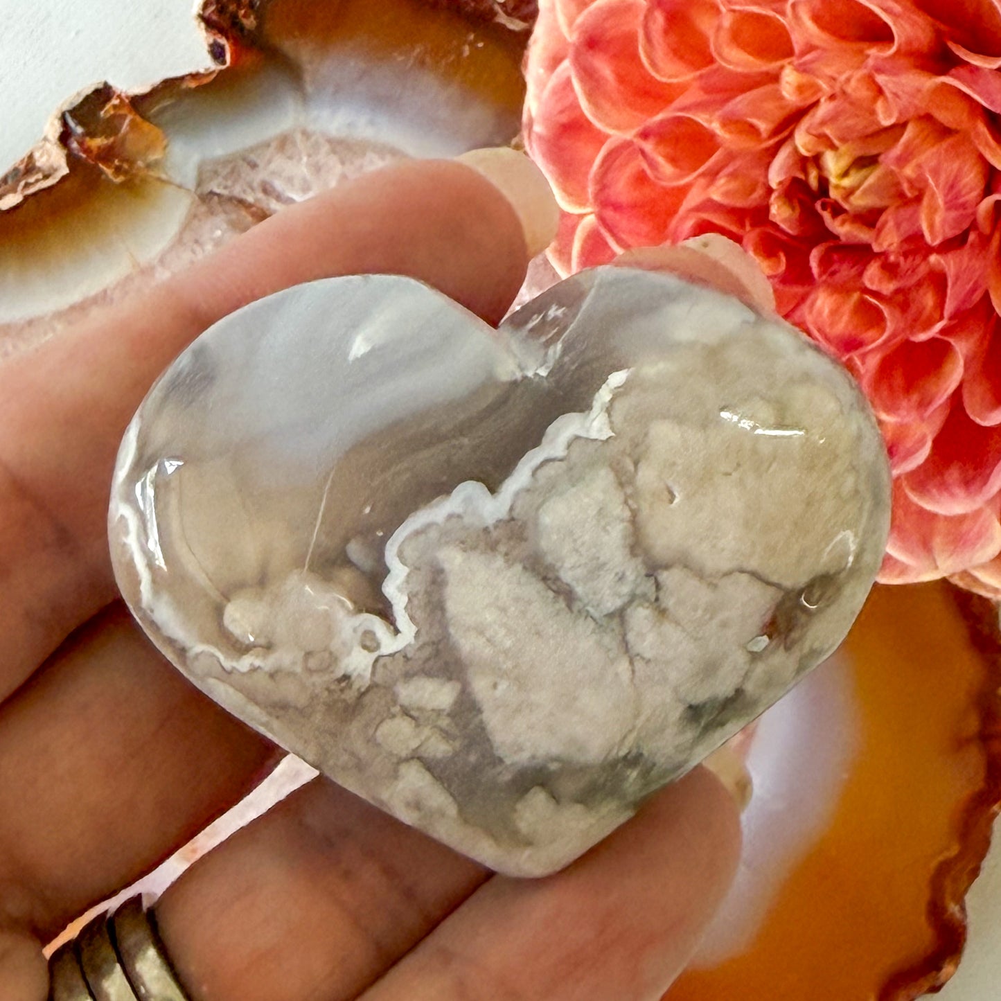 Flower Agate Heart #1103