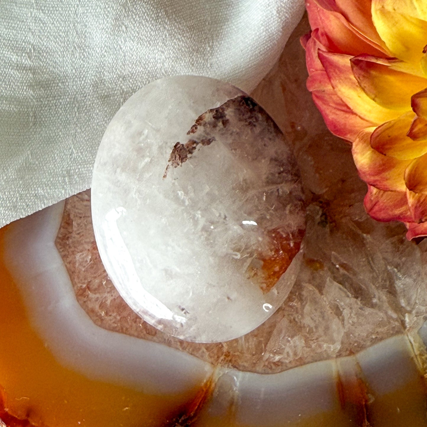 Fire Quartz Palm Stone #1126