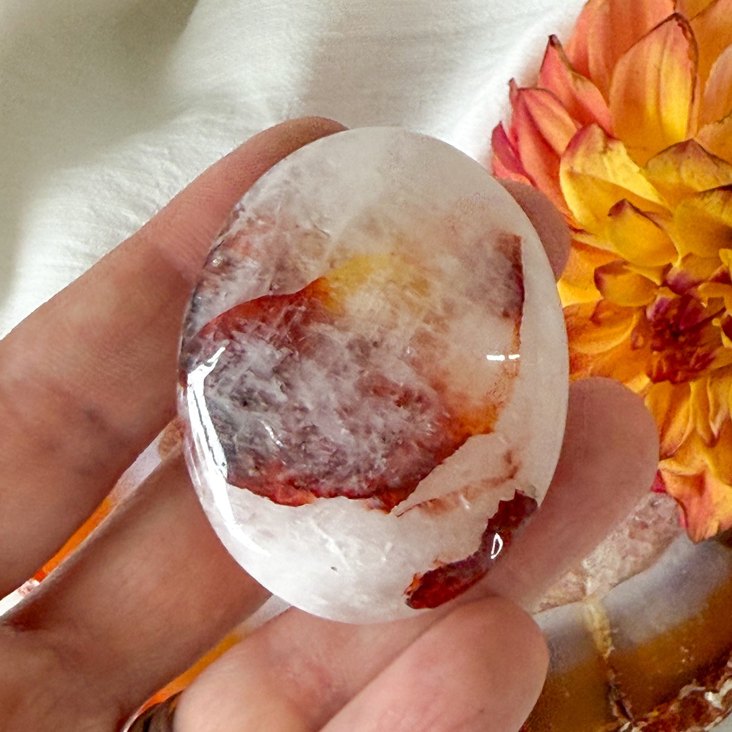 Fire Quartz Palm Stone #1126