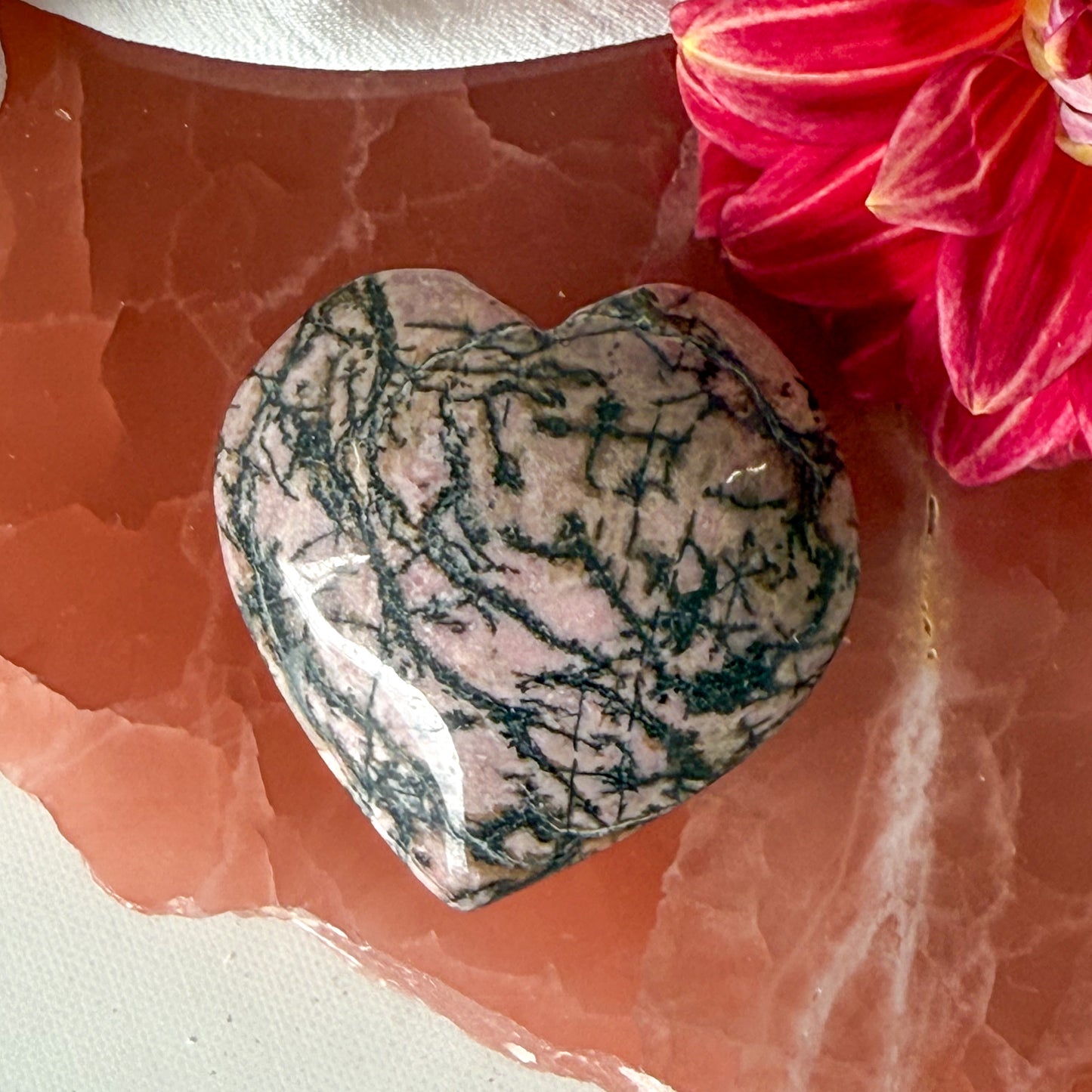 Rhodonite Heart #1136-Happily Zen