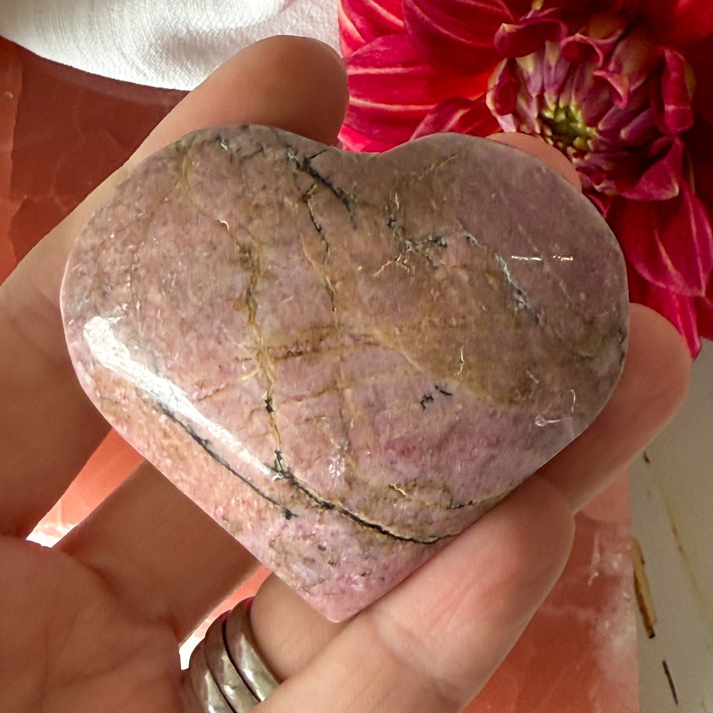 Rhodonite Heart #1135-Happily Zen