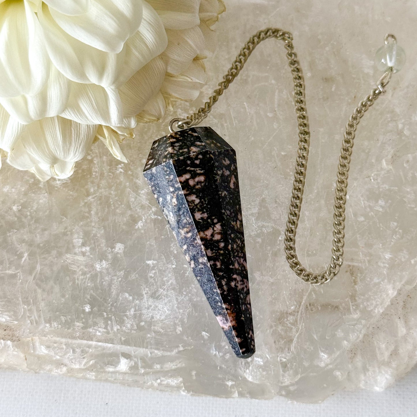 Rhodonite Pendulum #1036-Happily Zen