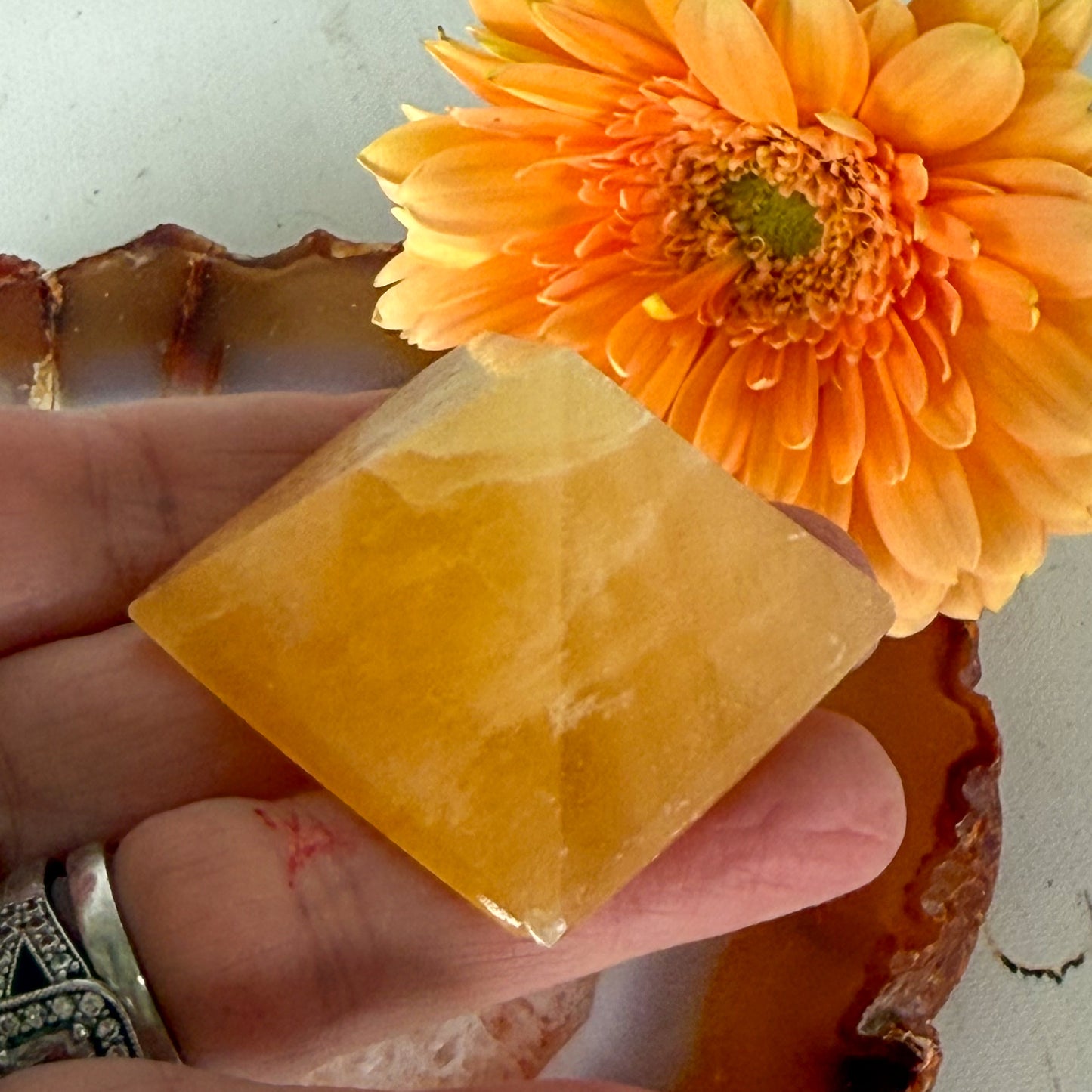 Orange Calcite Pyramid #1377