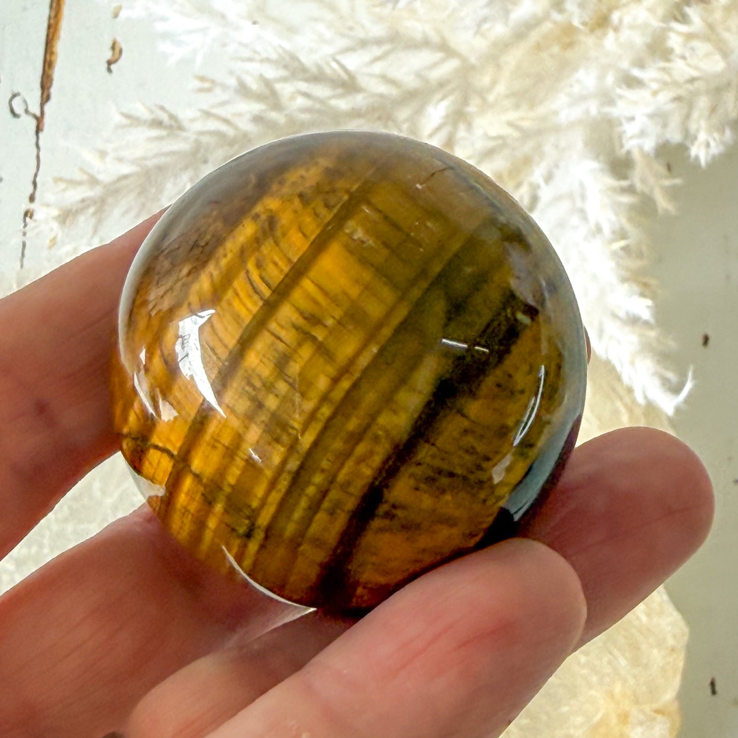 Tigers Eye Sphere #1234-Happily Zen