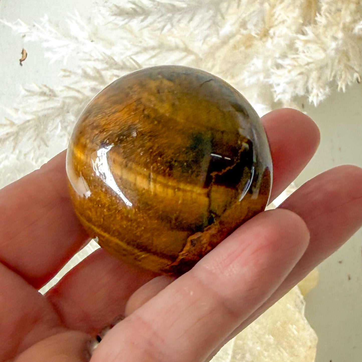 Tigers Eye Sphere #1236-Happily Zen