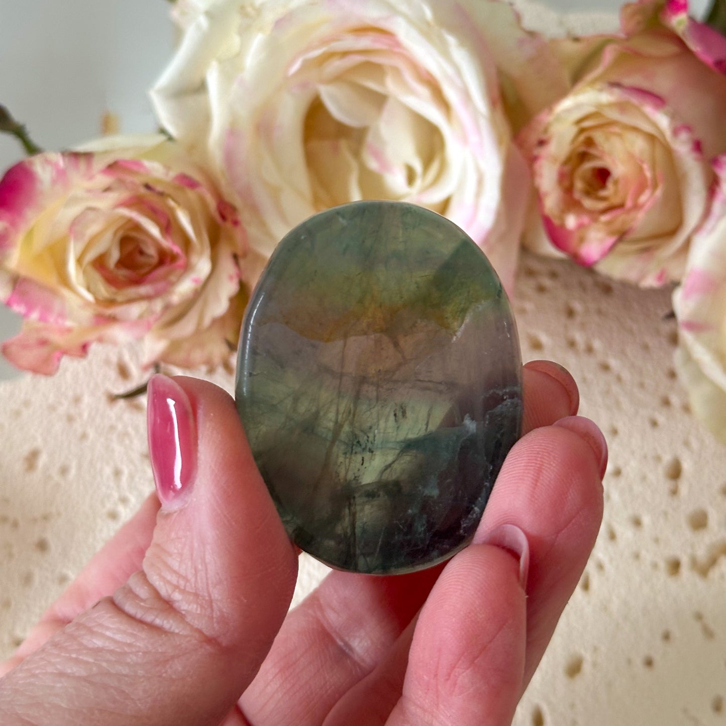 Fluorite Worry Stone #956-Happily Zen