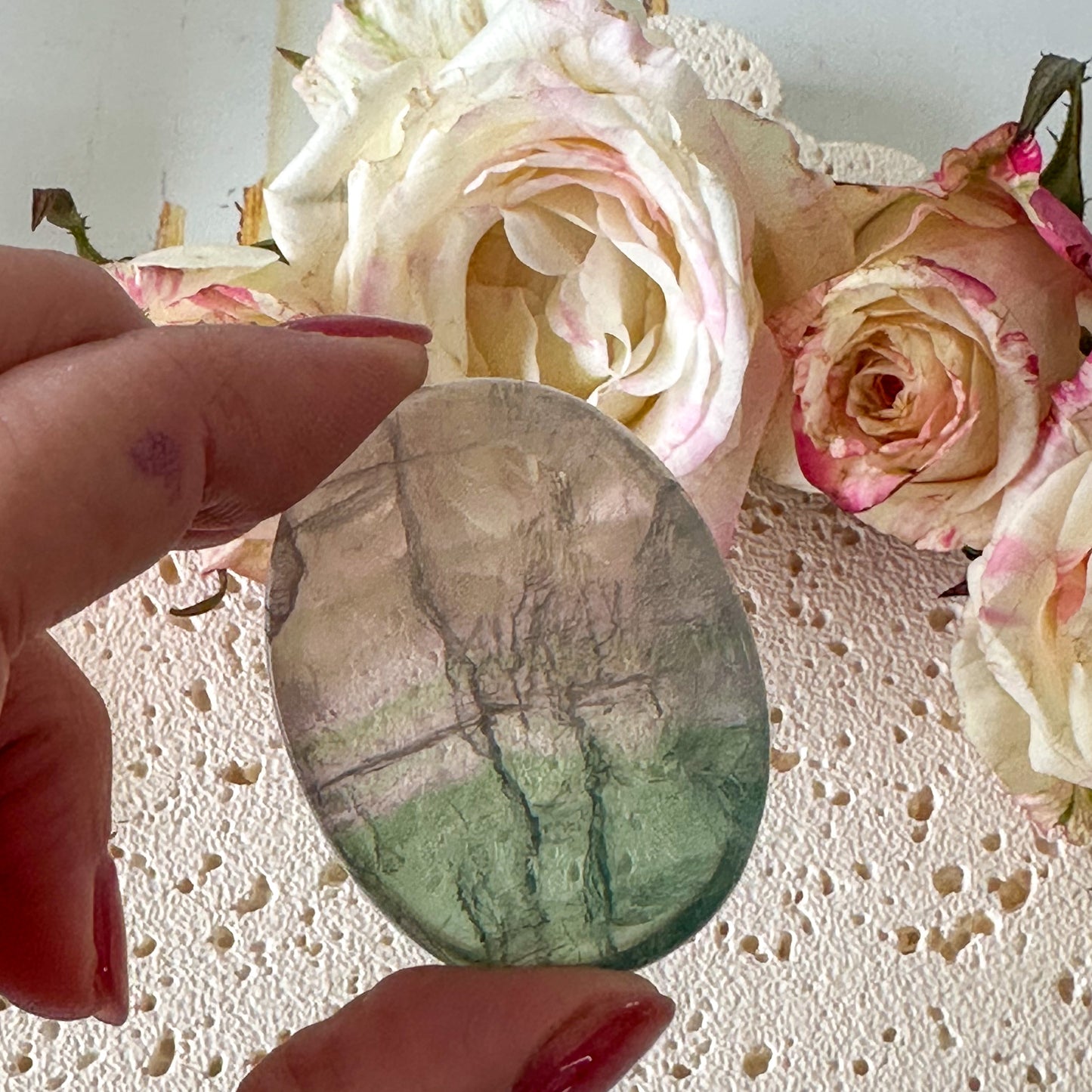 Fluorite Worry Stone #958-Happily Zen