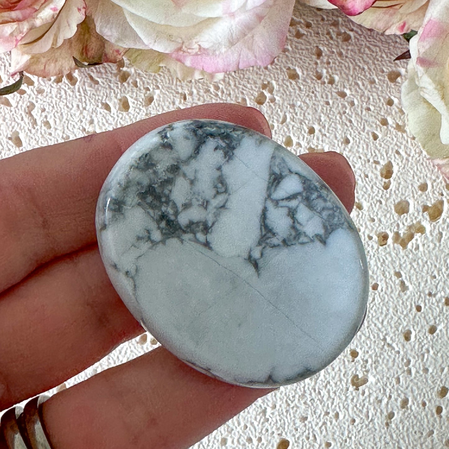 Howlite Worry Stone #959-Happily Zen