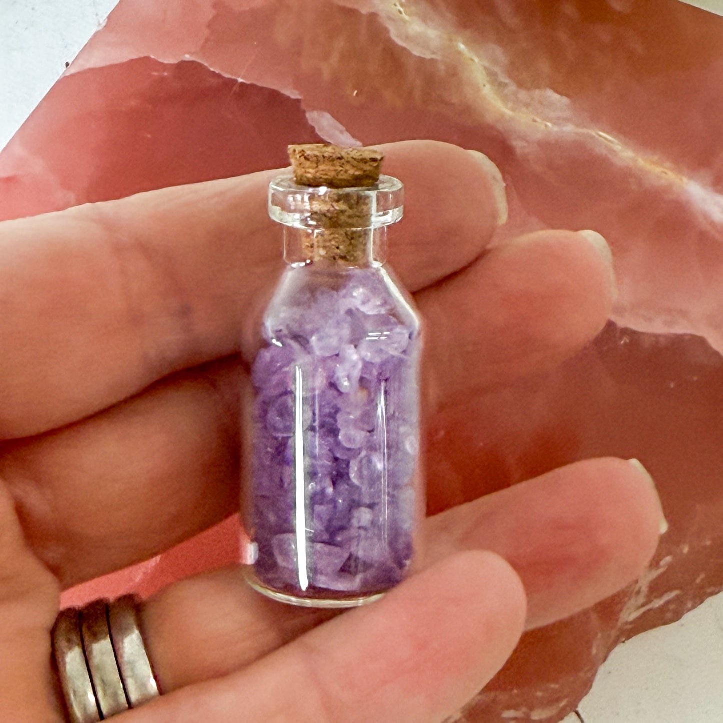 Amethyst Crystal Chip Bottle #1385-Happily Zen
