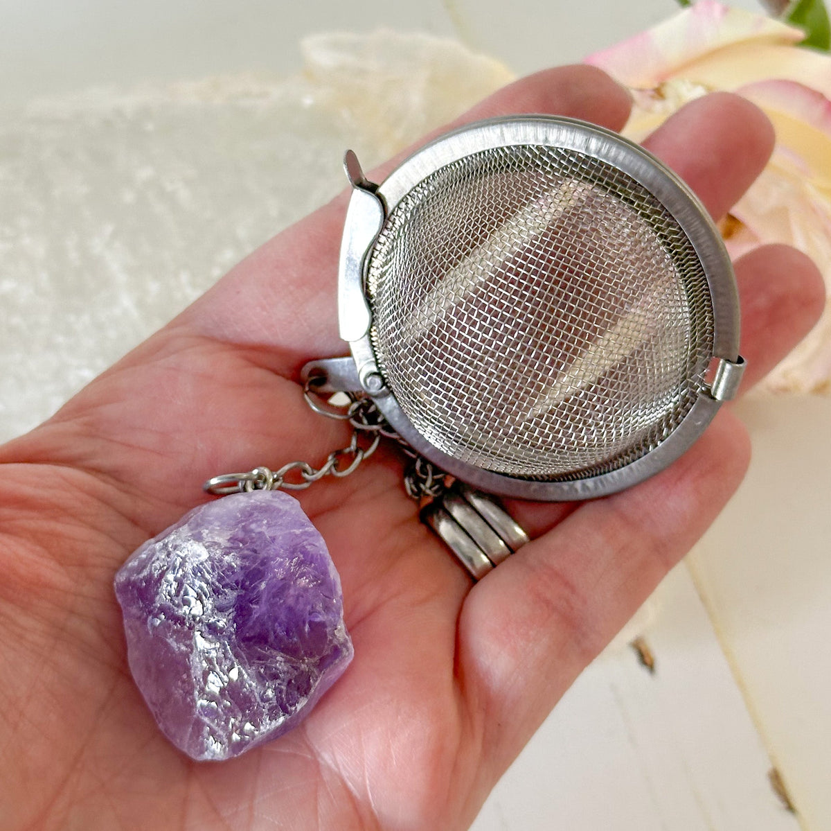 Amethyst Crystal Tea Strainer #933-Happily Zen