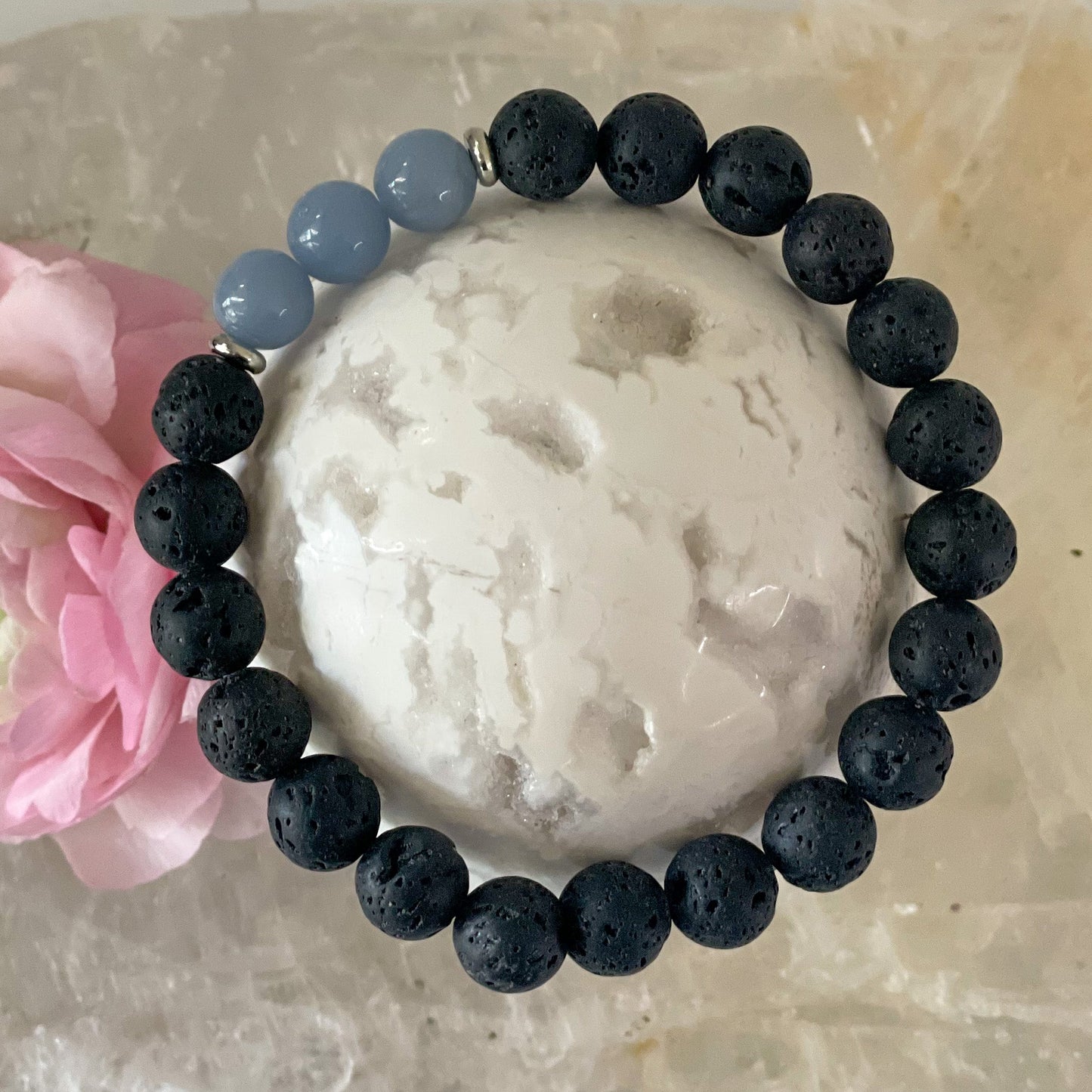Angelite Essential Oil Diffuser Bracelet-Happily Zen