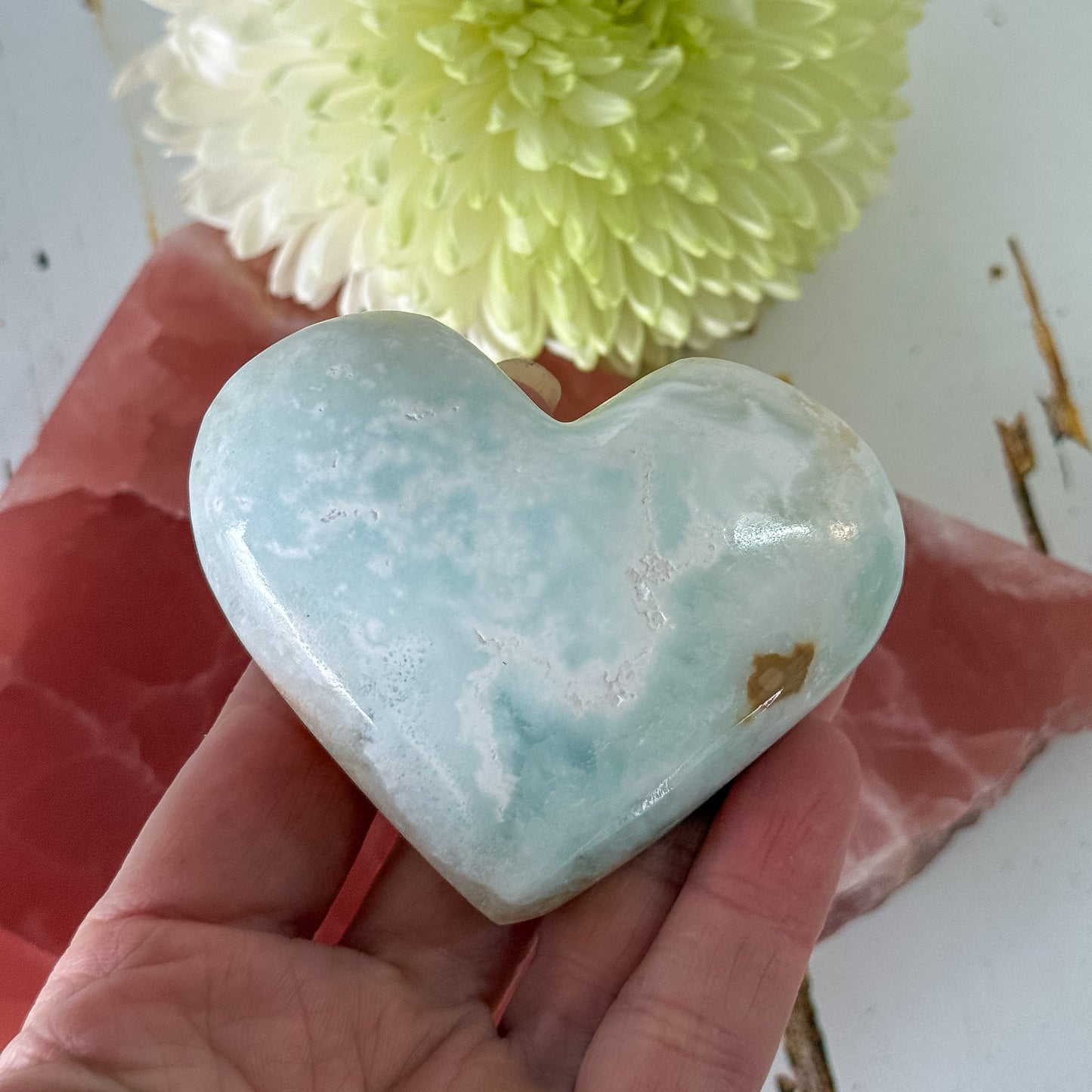 Caribbean Calcite Heart #1439-Happily Zen