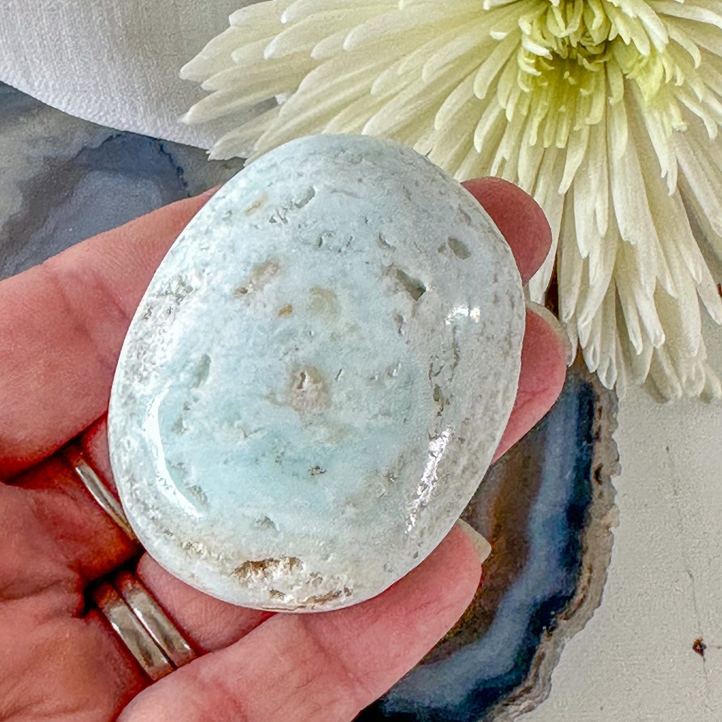 Caribbean Calcite Palm Stone #697-Happily Zen
