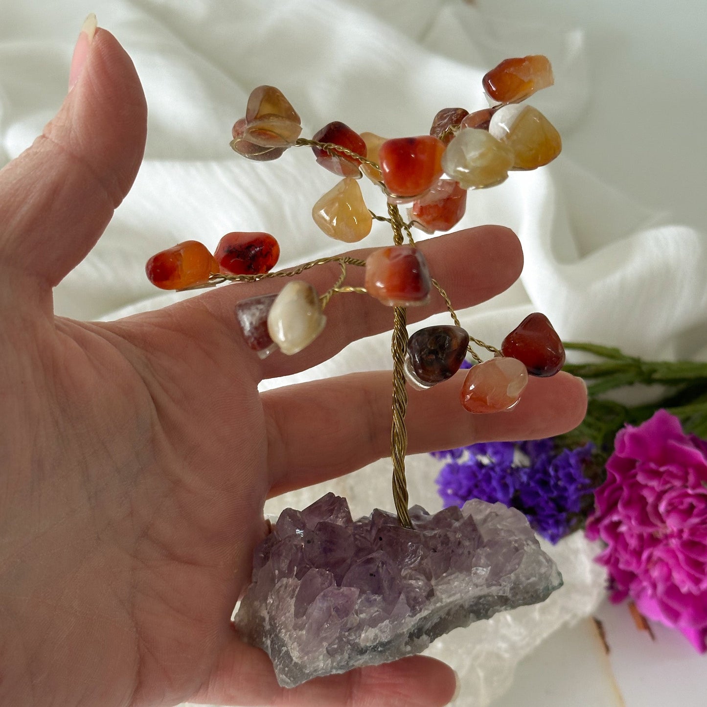 Carnelian Tree on Amethyst Base #752-Happily Zen