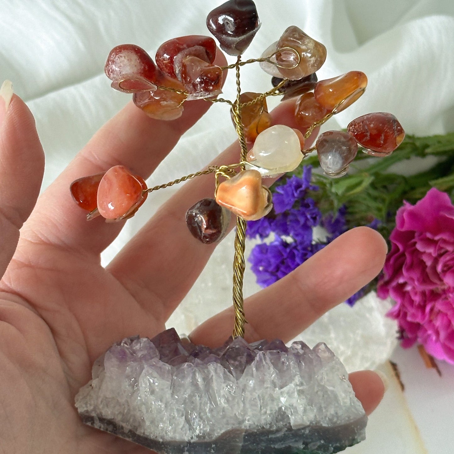 Carnelian Tree on Amethyst Base #753-Happily Zen