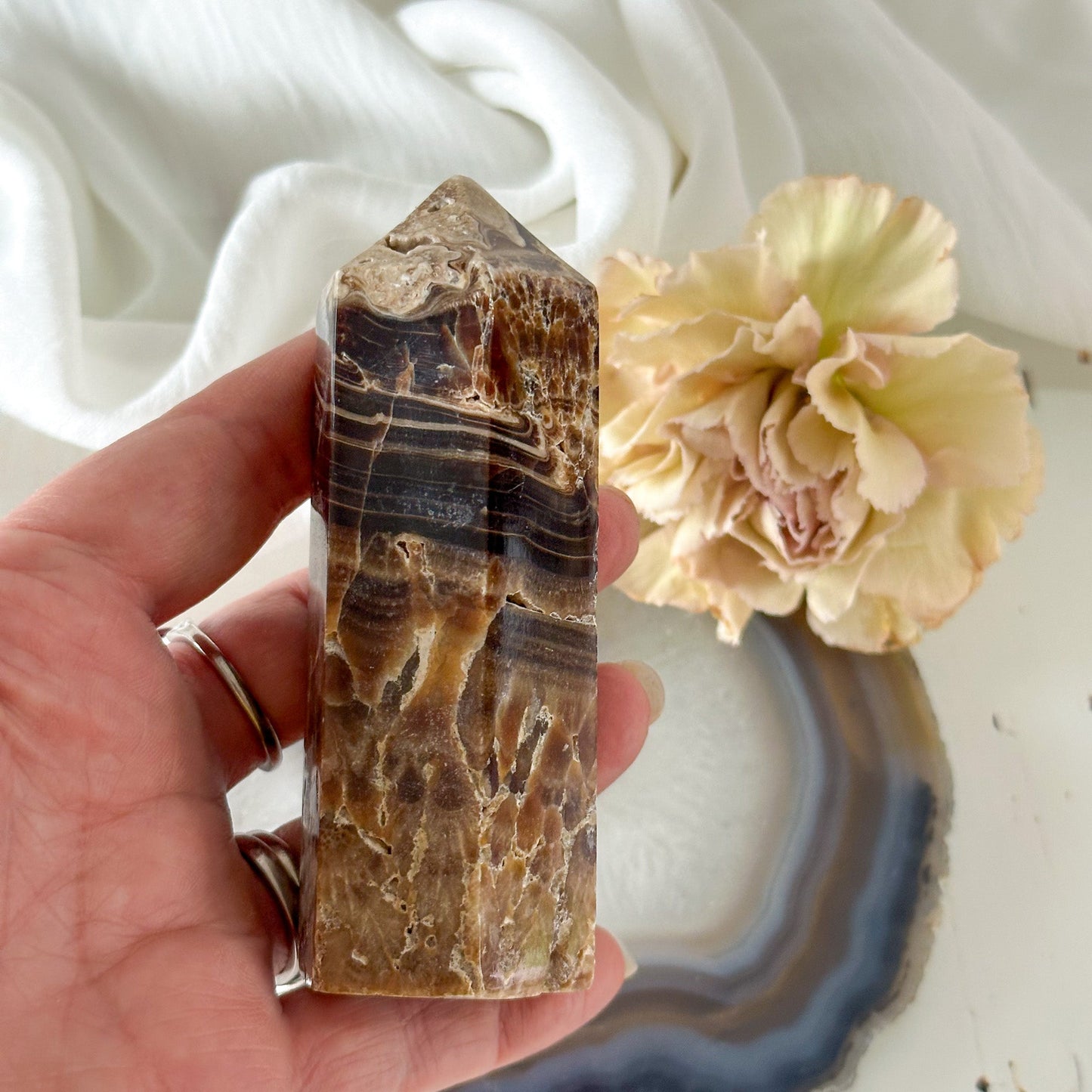 Chocolate Calcite Tower 779-Happily Zen