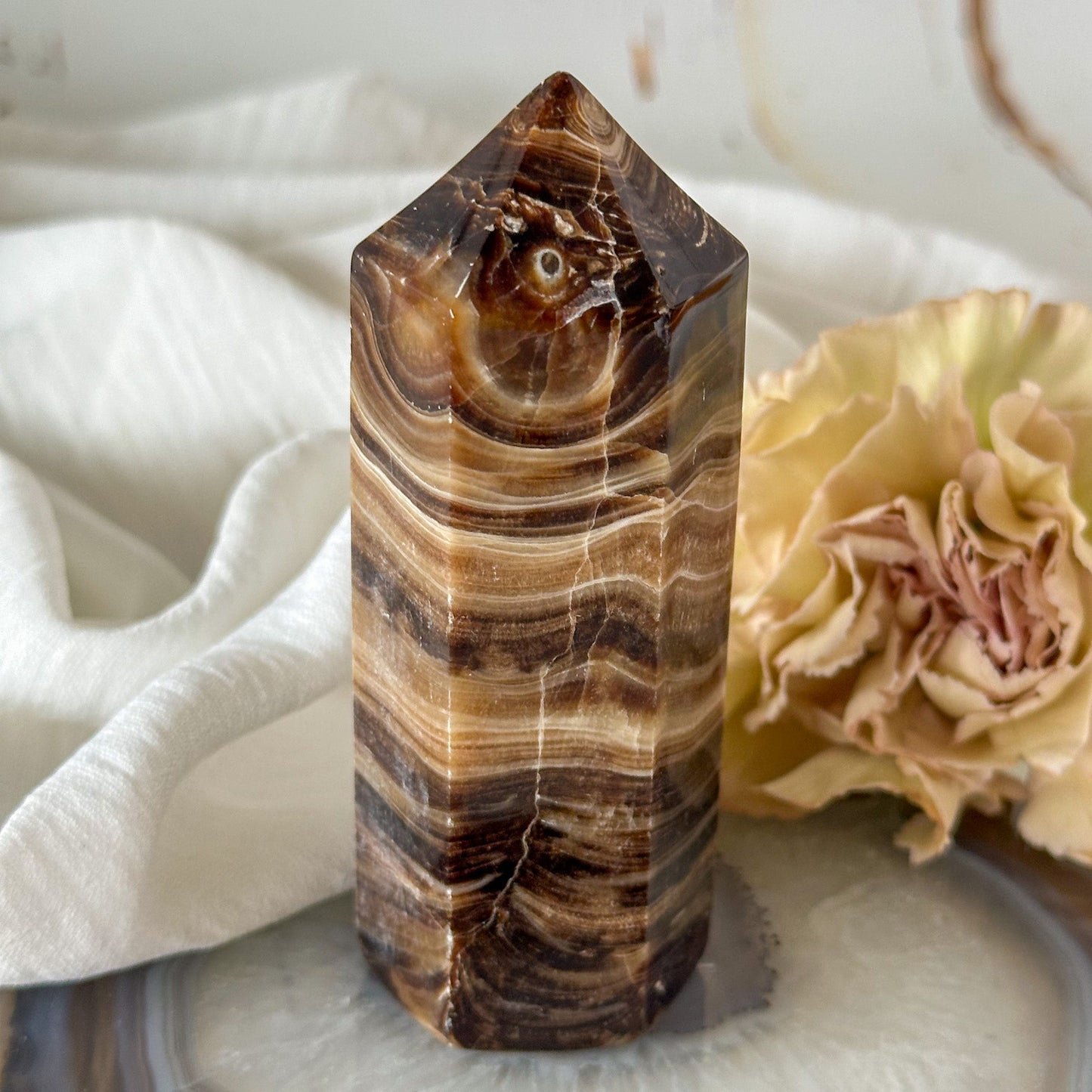 Chocolate Calcite Tower 781-Happily Zen
