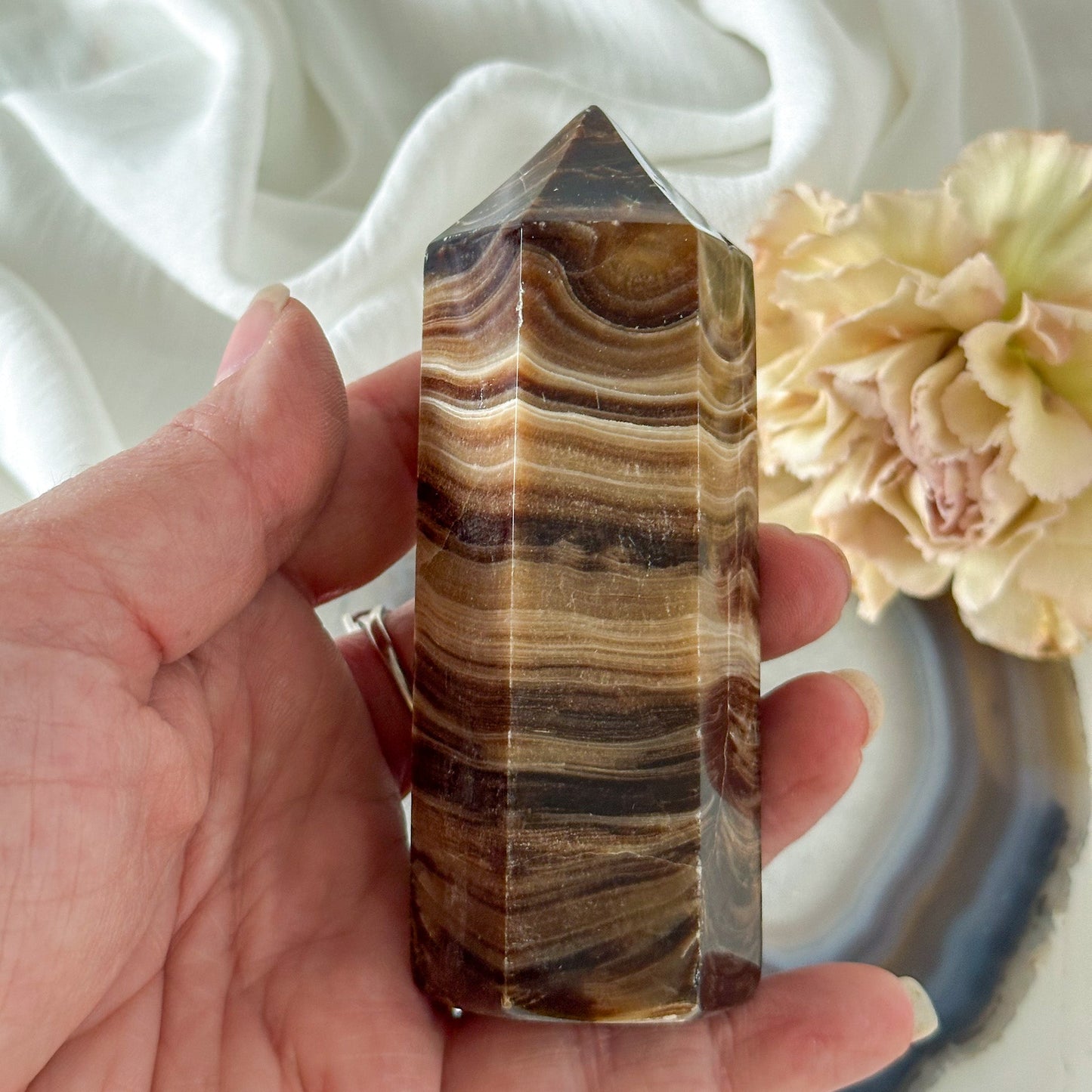 Chocolate Calcite Tower 781-Happily Zen