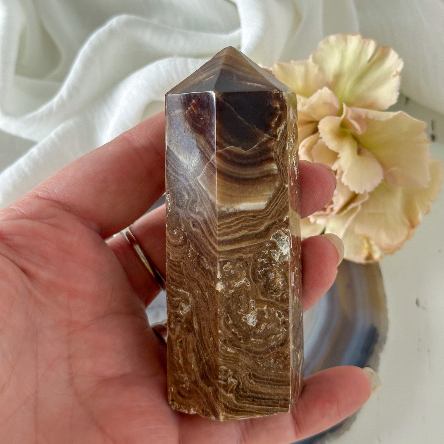 Chocolate Calcite Tower 782-Happily Zen