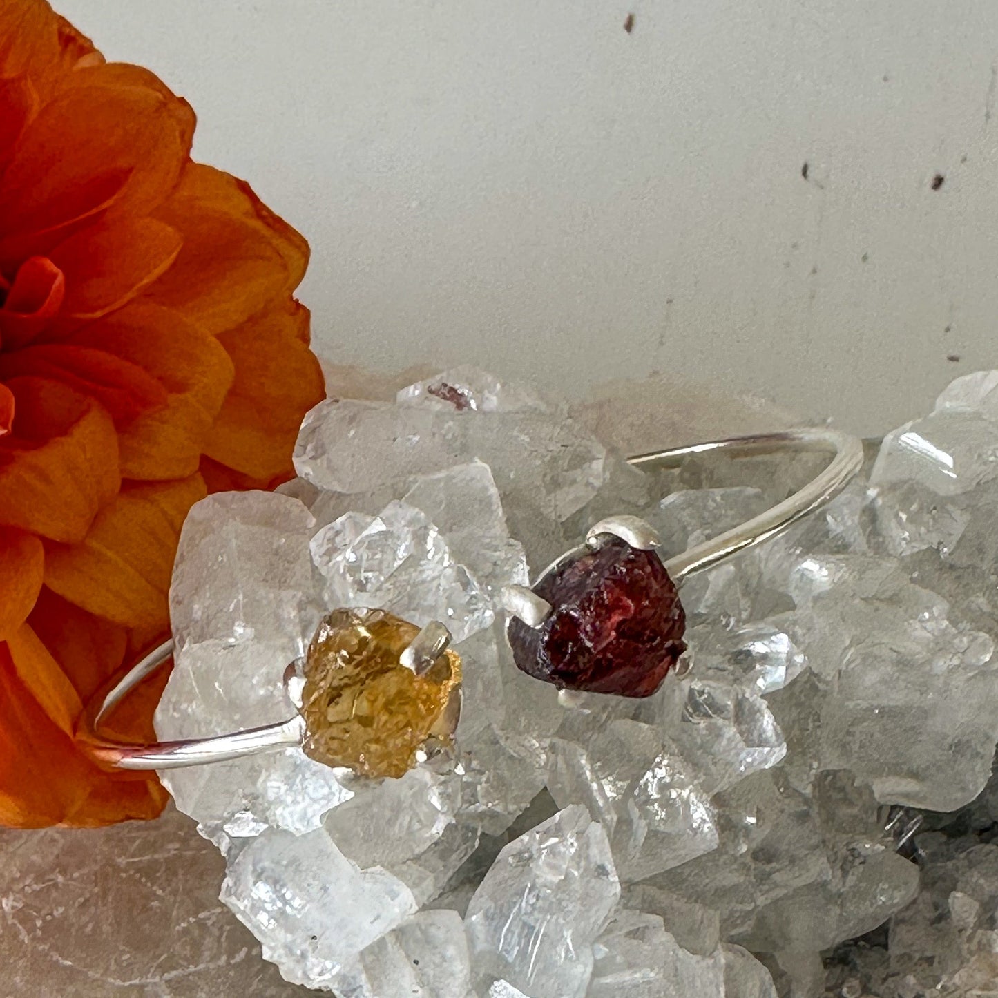 Citrine and Garnet Sterling Silver Bracelet #714-Happily Zen