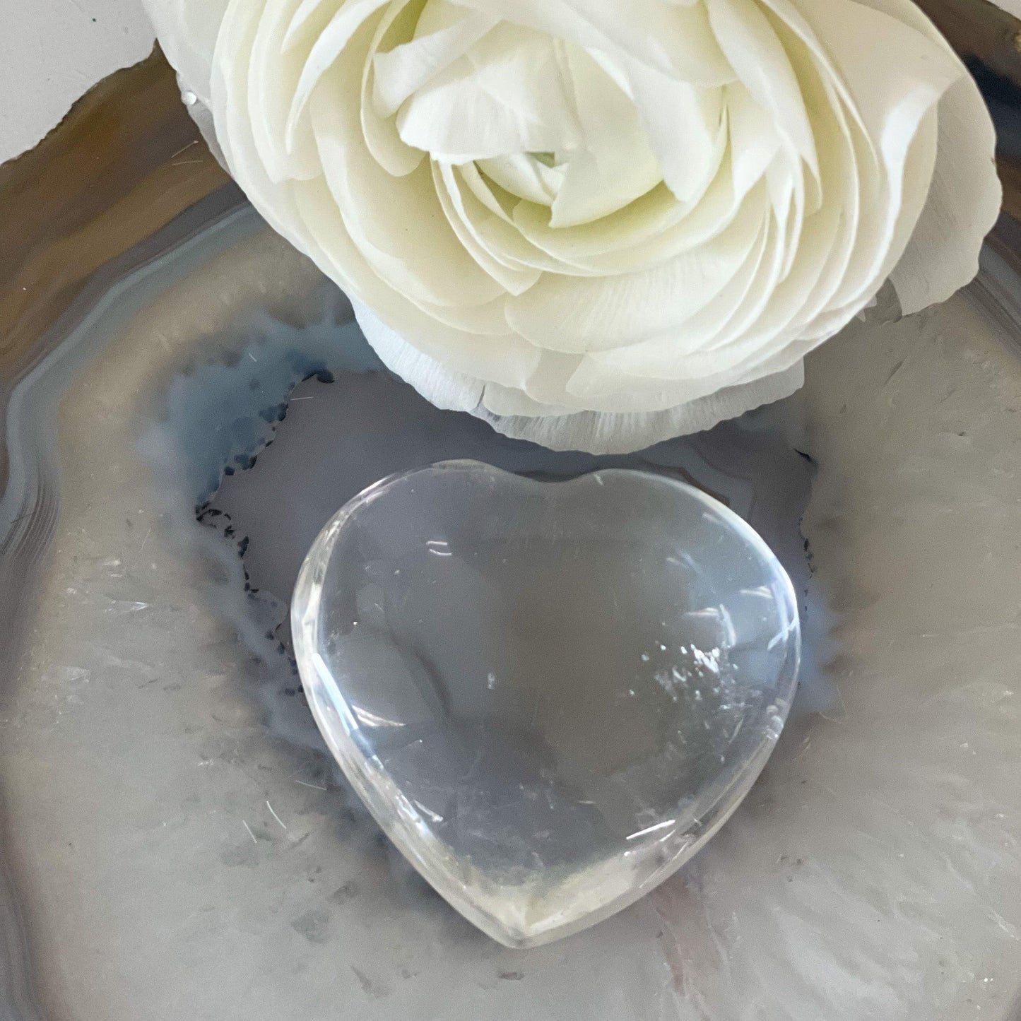 Clear Quartz Heart #72-Happily Zen