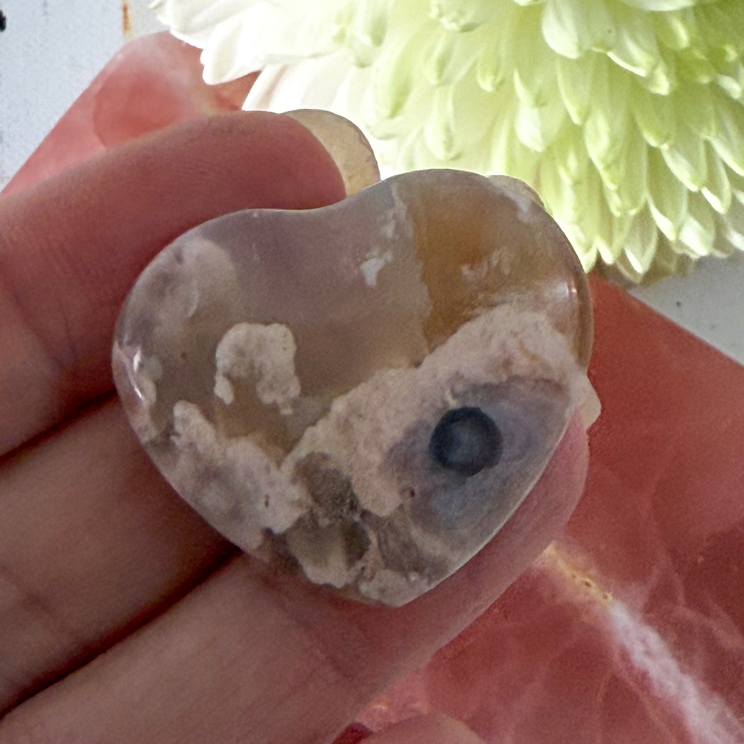 Flower Agate Heart #1370-Happily Zen