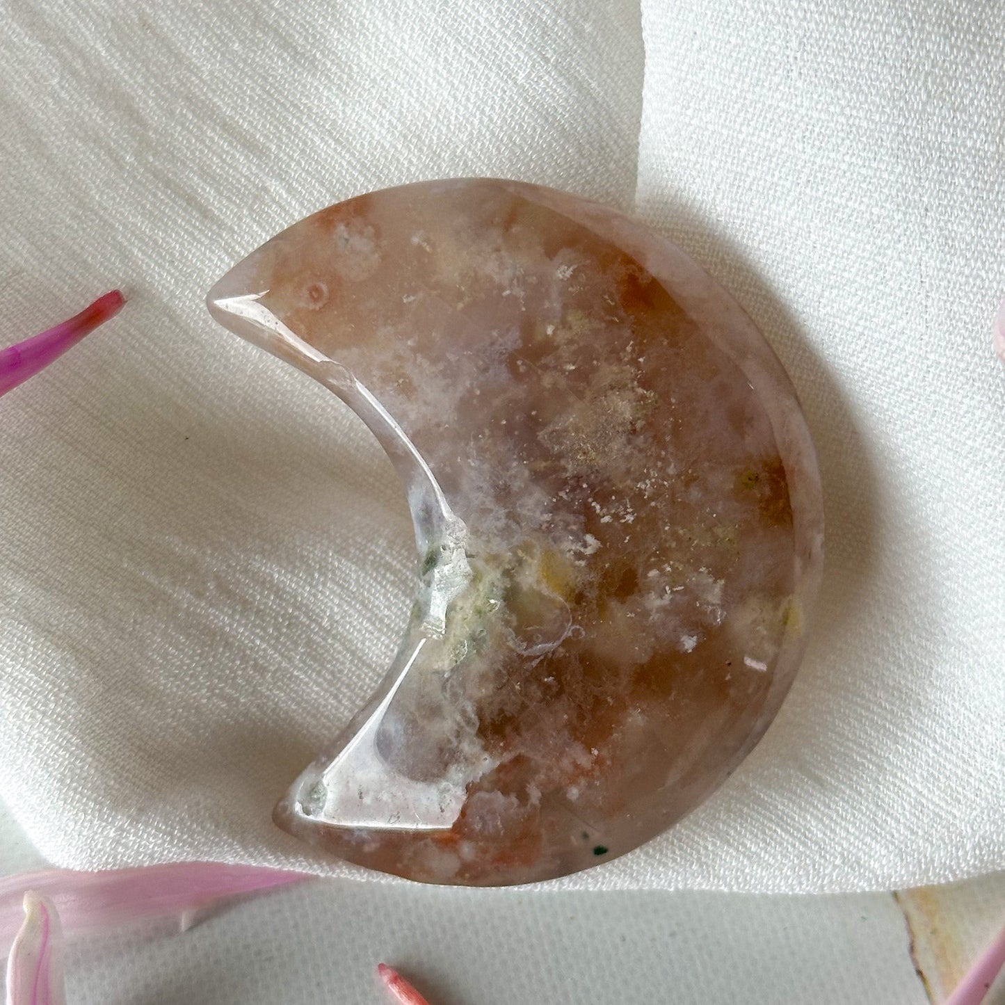Flower Agate Moon #870-Happily Zen
