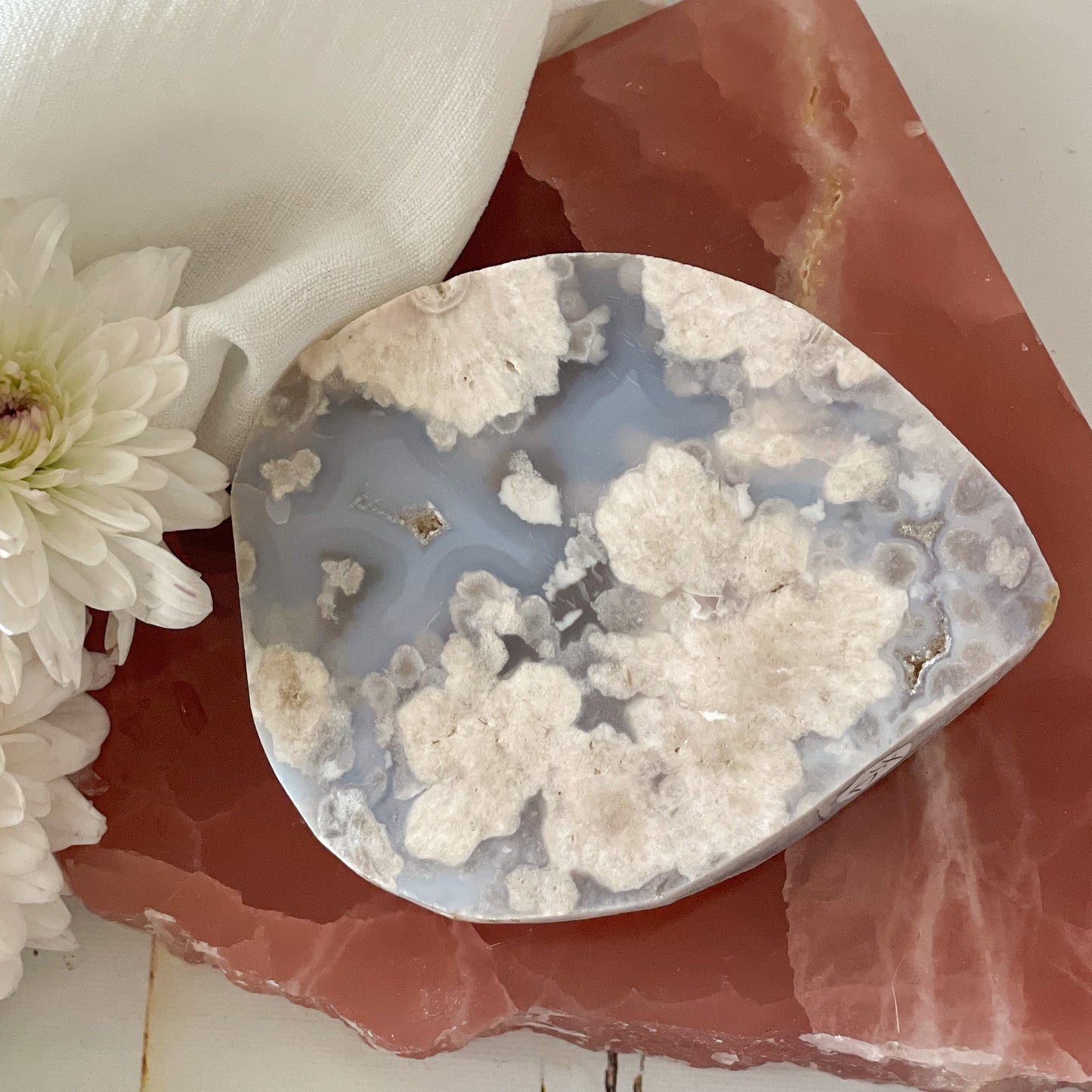 Flower Agate Slice #94-Happily Zen