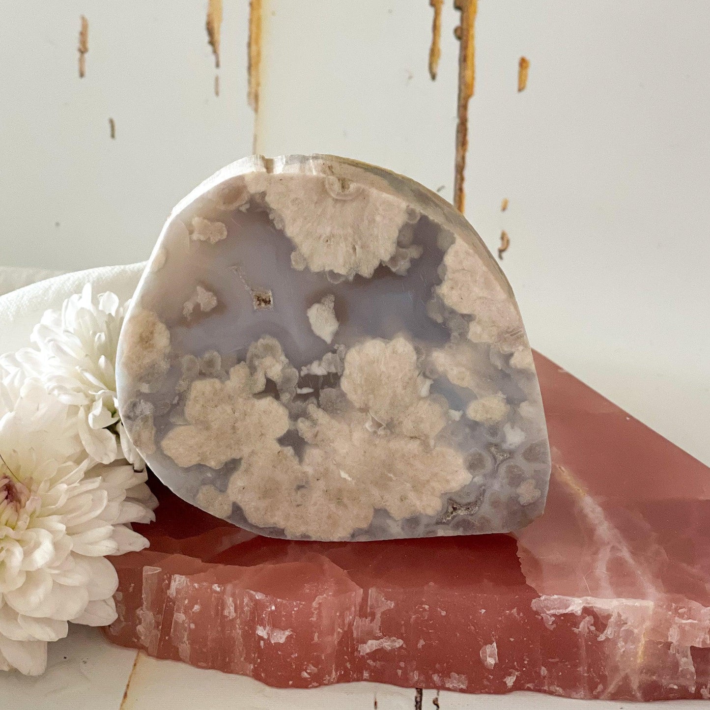 Flower Agate Slice #94-Happily Zen